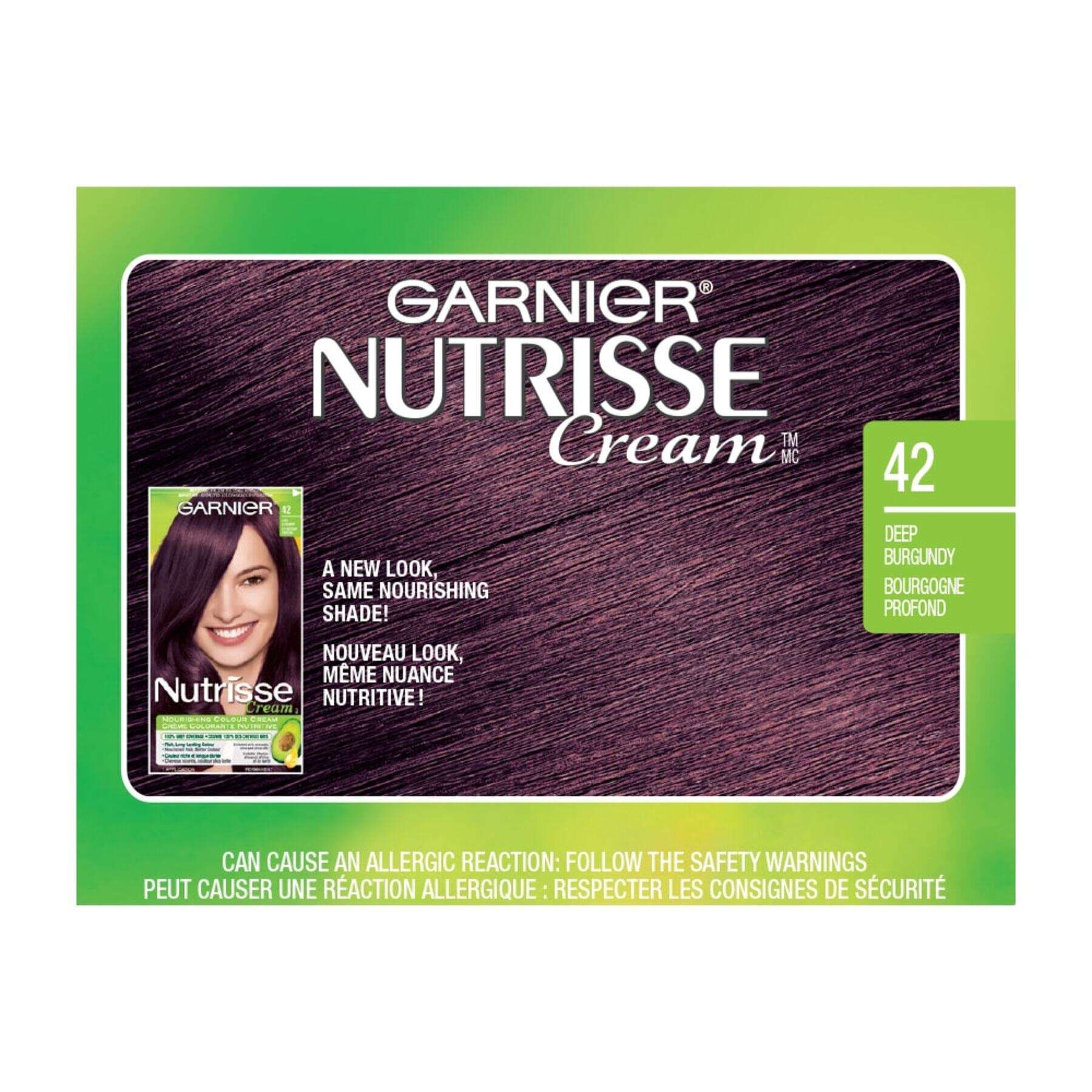 garnier hair dye nutrisse cream 42 deep burgundy 0770103447056 swatch