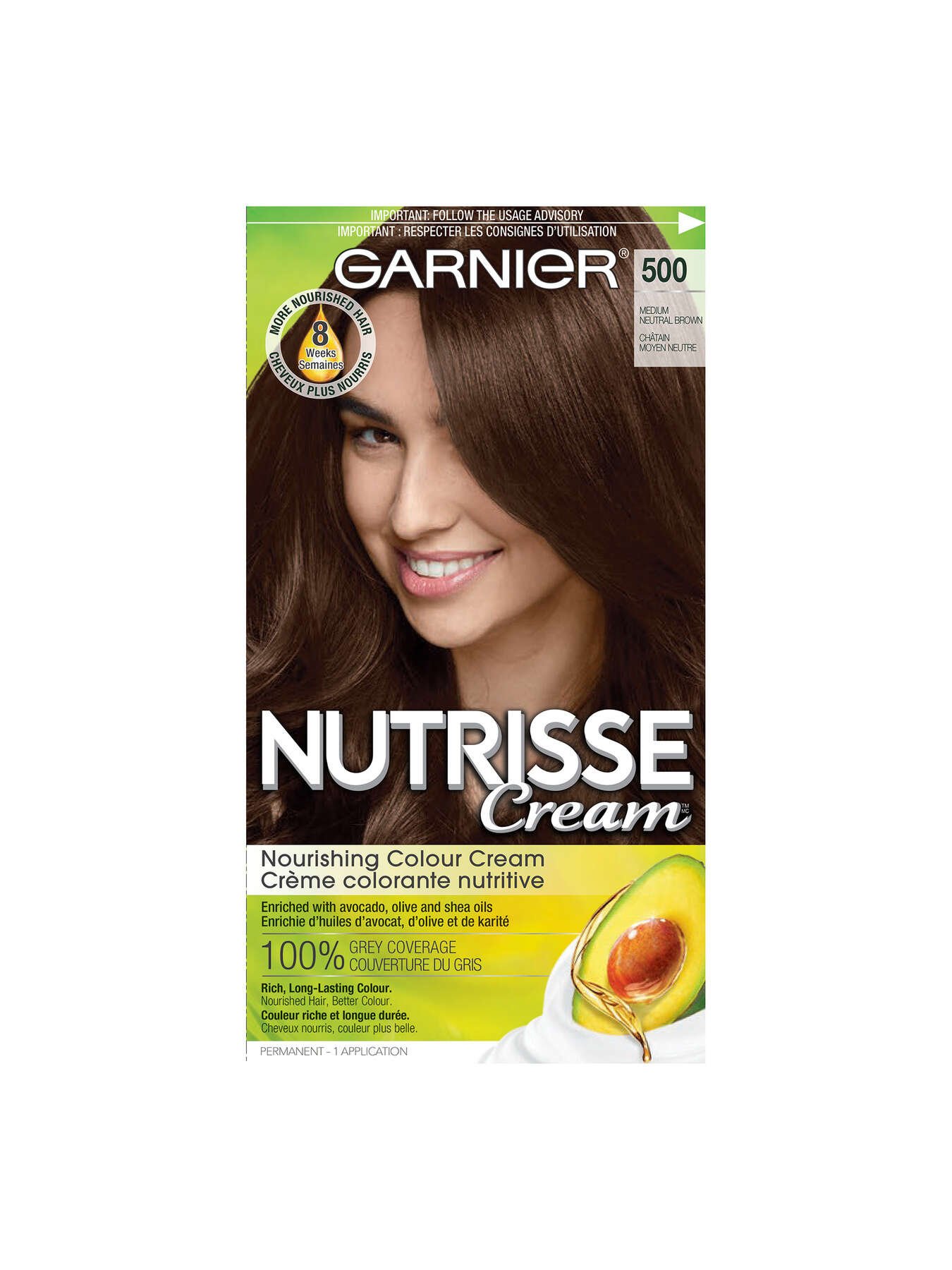 garnier hair dye nutrisse cream 500 medium neutral brown 0603084469321 t1