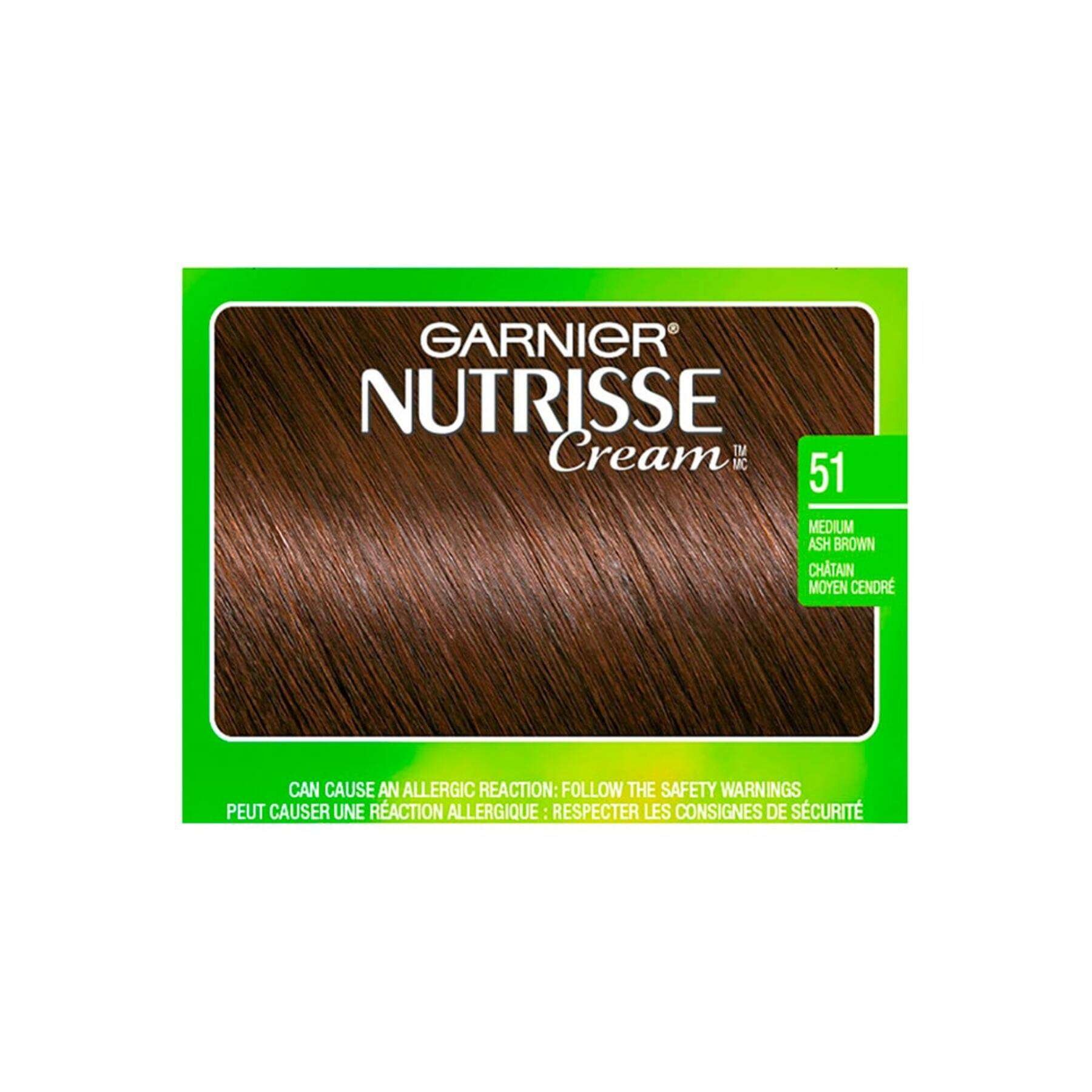 garnier hair dye nutrisse cream 51 medium ash brown 0603084494903 swatch