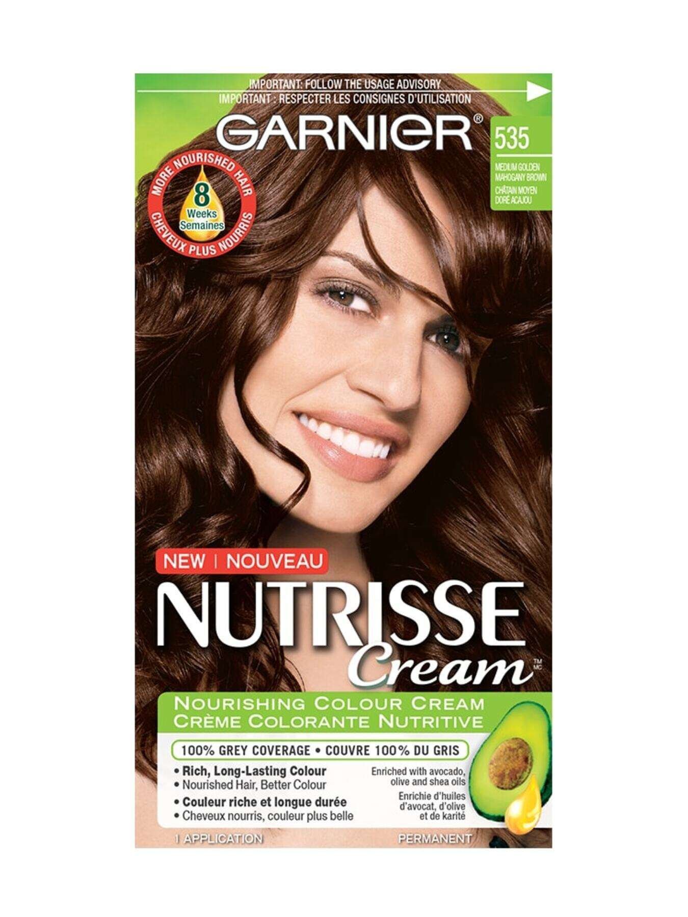 garnier hair dye nutrisse cream 535 medium golden mahogany brown 0770103447100 t1