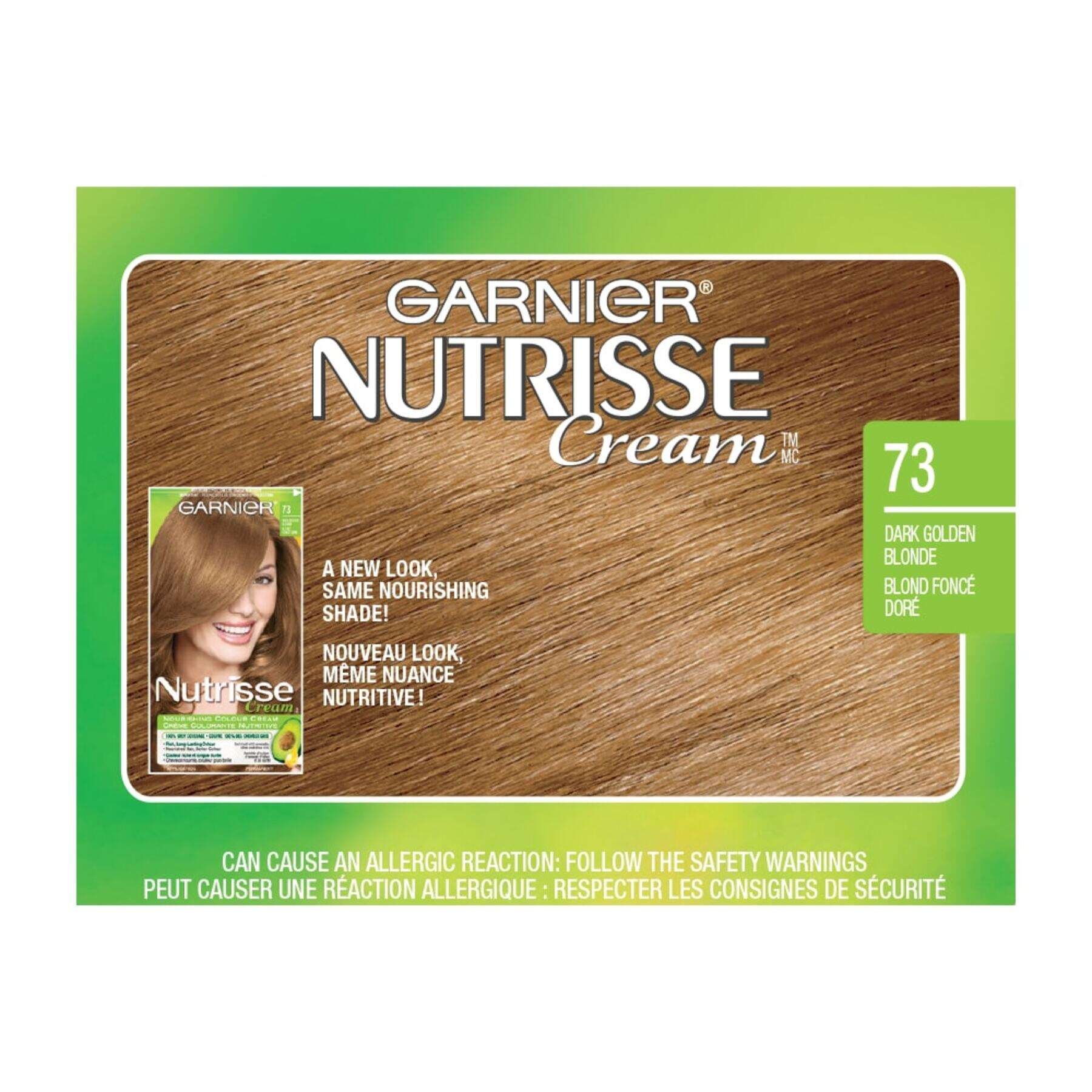 garnier hair dye nutrisse cream 73 dark golden blonde 0770103447216 swatch