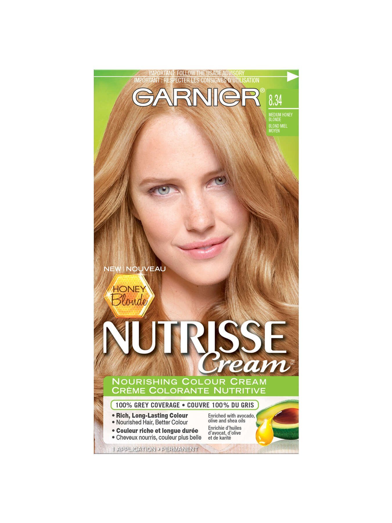 garnier hair dye nutrisse cream 834 medium honey blonde 0603084518463 t1