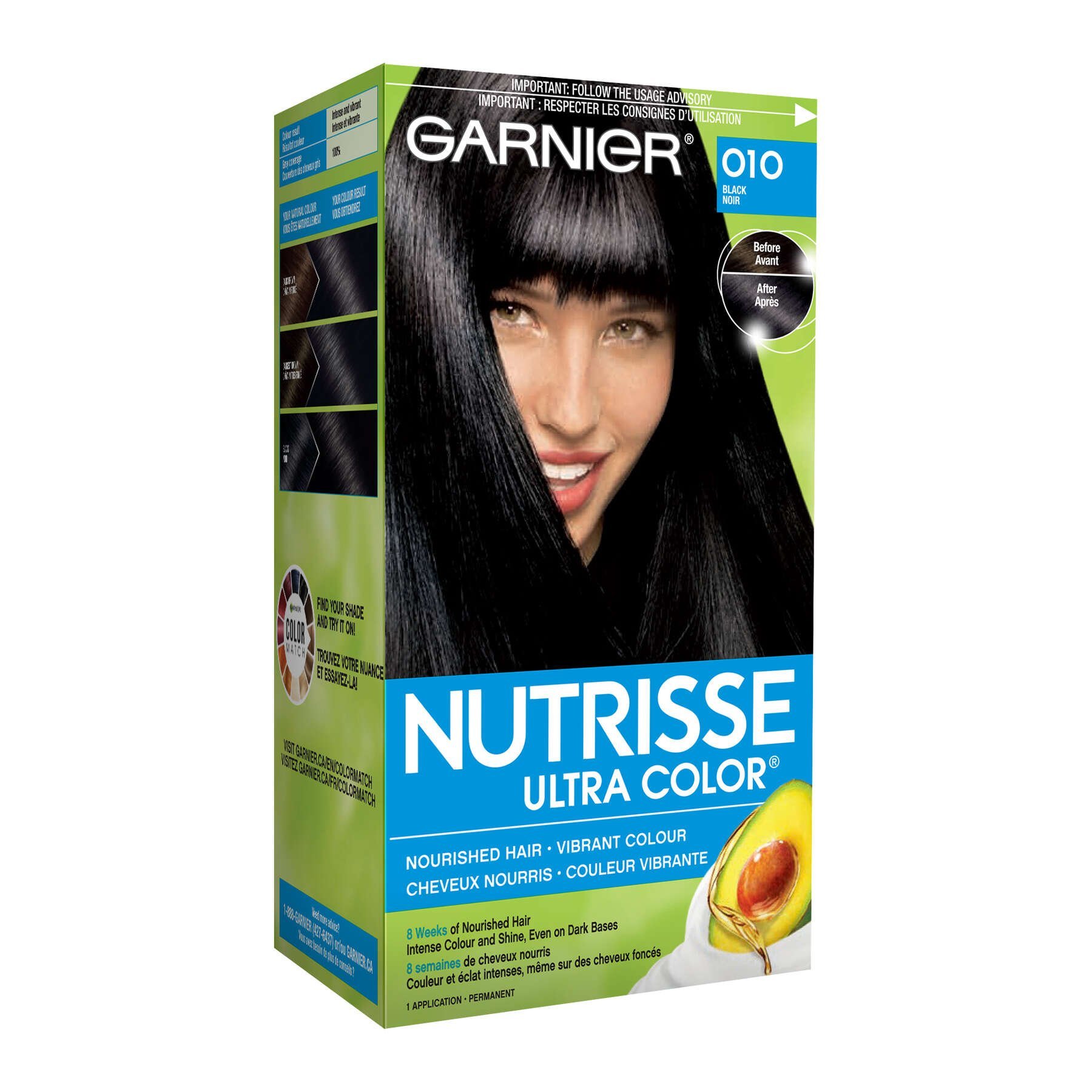 garnier hair dye nutrisse ultra color 10 black 0770103451060 boxed