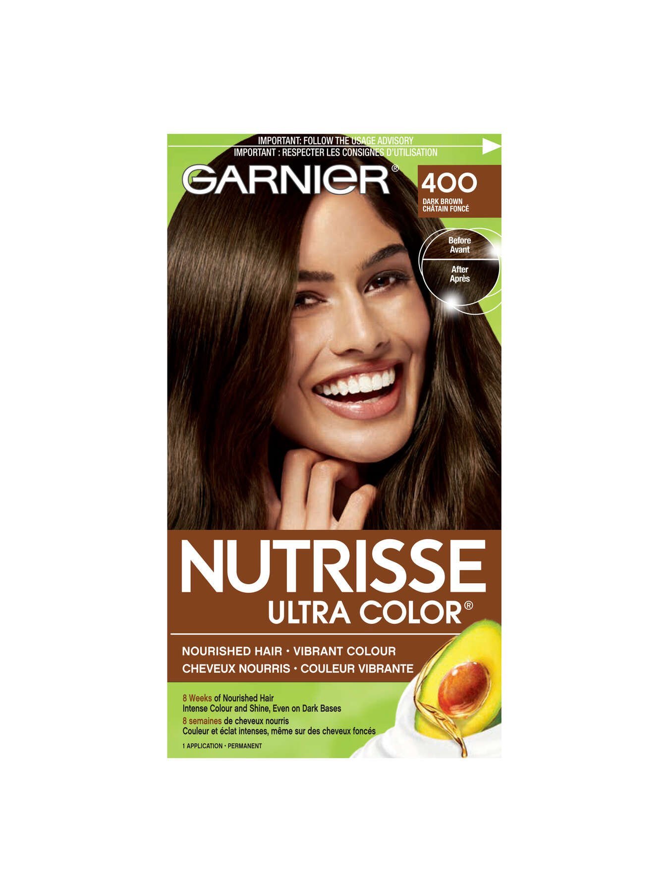 garnier hair dye nutrisse ultra color 400 dark brown 603084469475 t1
