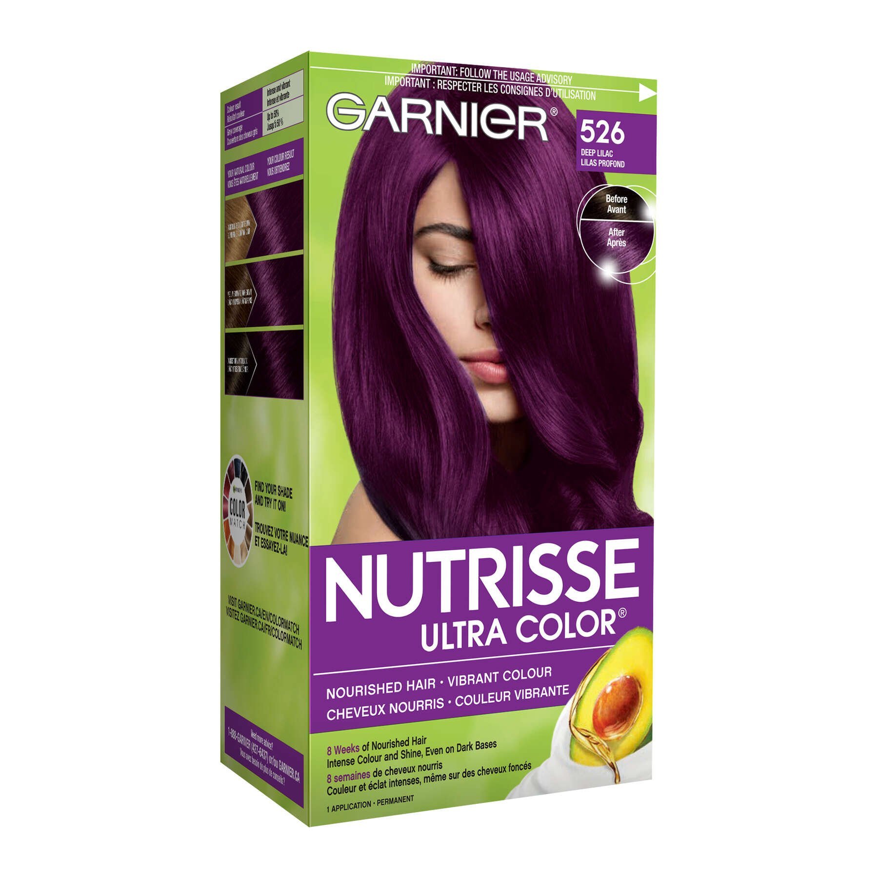 garnier hair dye nutrisse ultra color 526 deep lilac 603084545087 boxed