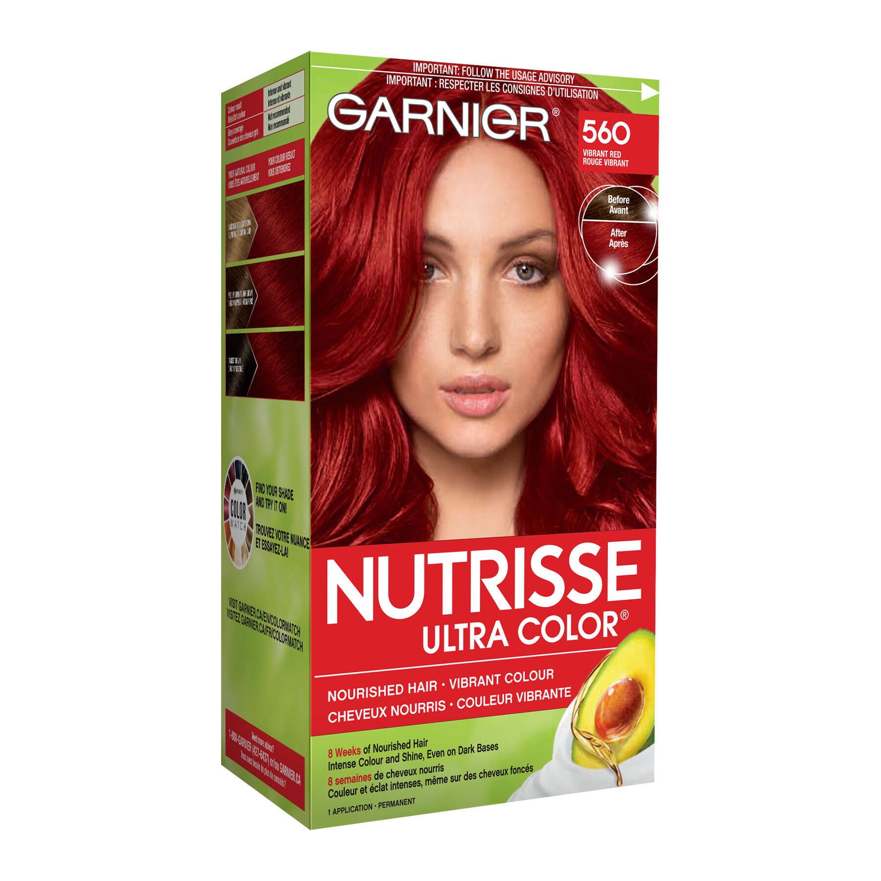 garnier hair dye nutrisse ultra color 560 vibrant red 603084290666 boxed