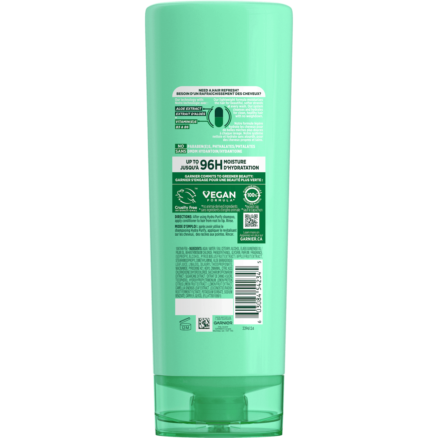 GAR 3D PKG Fructis Reno 2022 HydraPurify Conditioner Back 354mL min