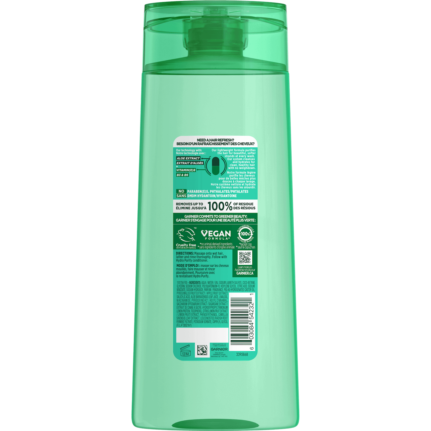 GAR 3D PKG Fructis Reno 2022 HydraPurify Shampoo Back 650mL min