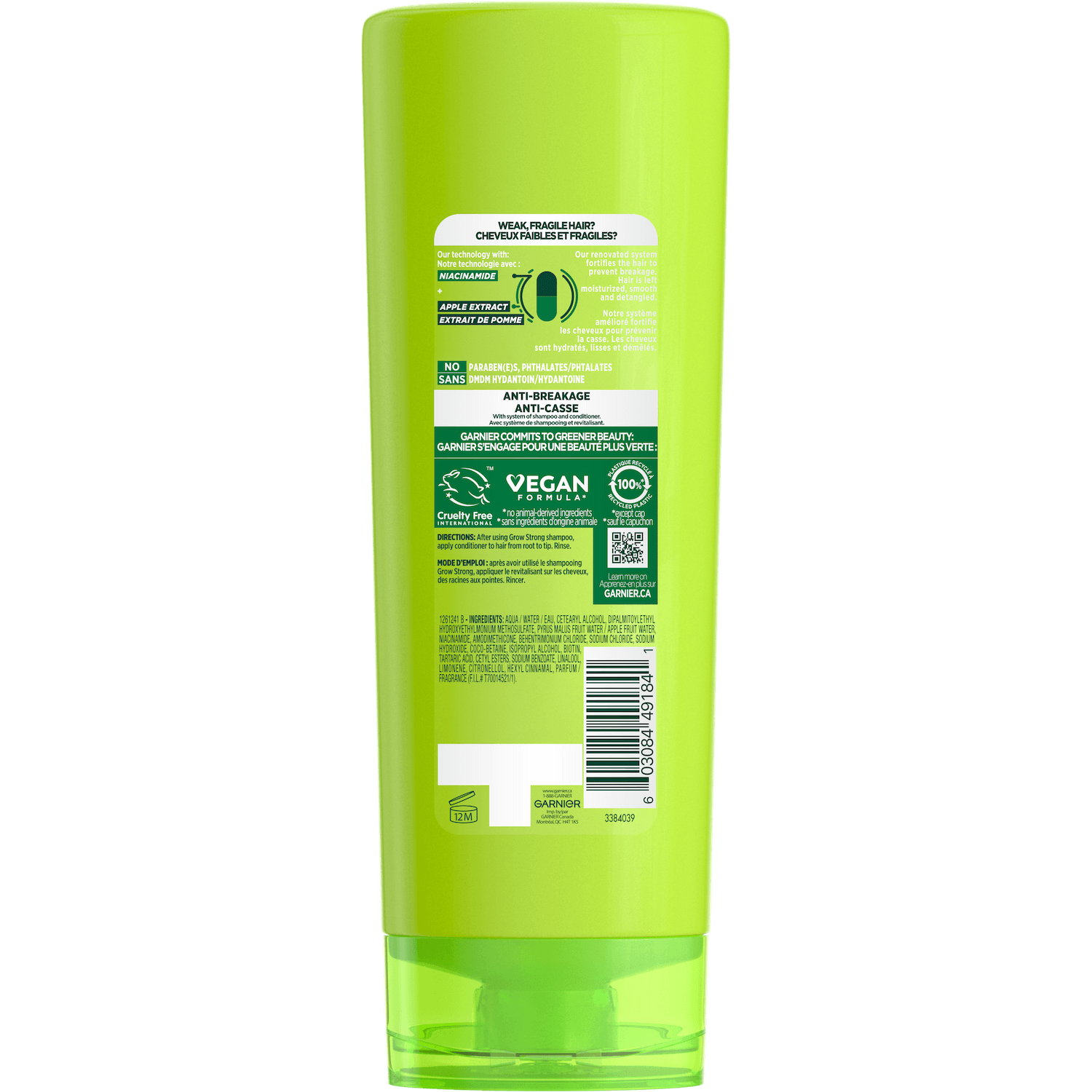 GAR 3D PKG Fructis Reno 2022 GrowStrong Conditioner Back 354mL