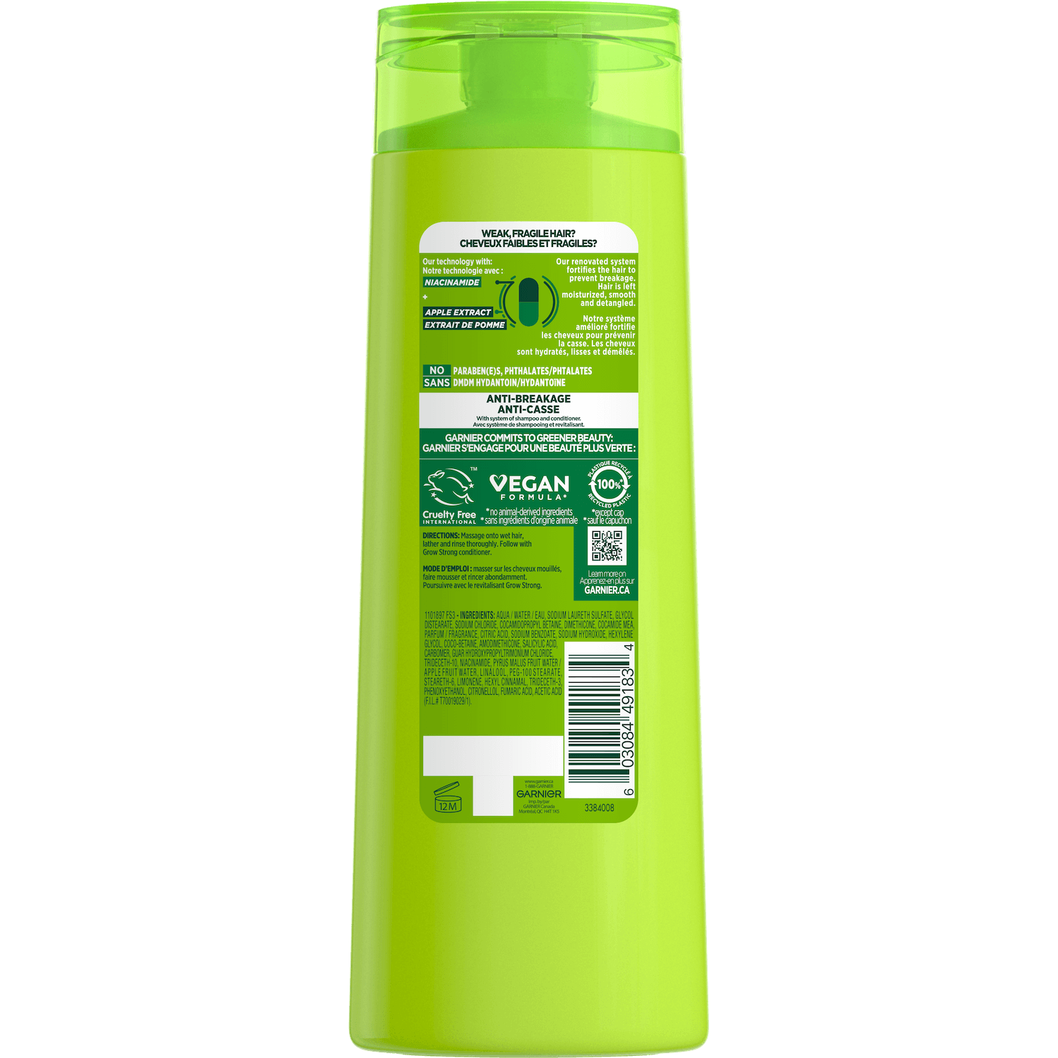 GAR 3D PKG Fructis Reno 2022 GrowStrong Shampoo Back 370mL