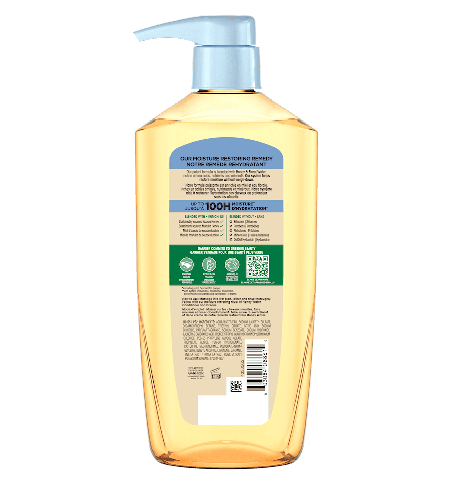 GAR 3D PKG WB HoneyWater LBL Shampoo Back 828mL CAD