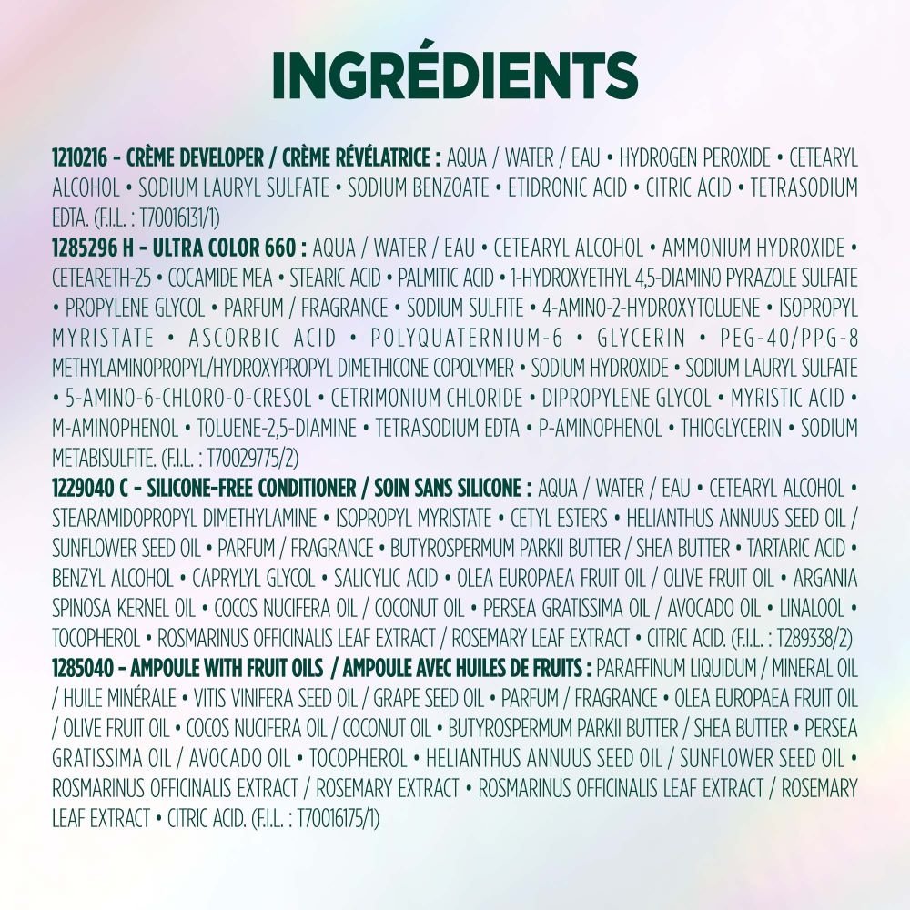 WFP 755029 ULTRA COLOR 660 INGREDIENTS FR