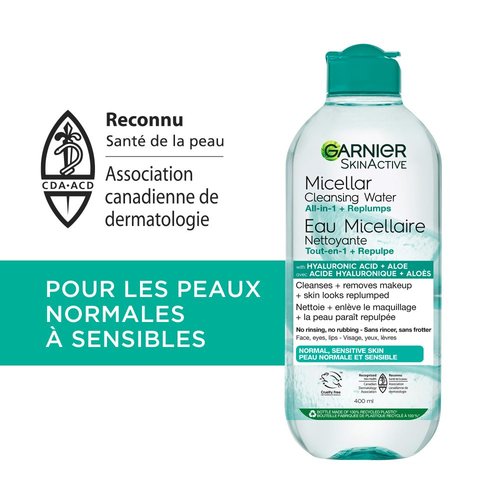 Eau Micellaire Hydratante  l'Acide Hyaluronique et Alos - Garnier