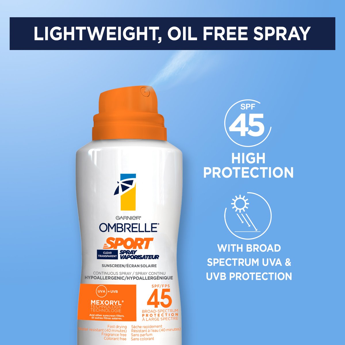 Ombrelle Sport Hypoallergenic Sunscreen Spray SPF 45