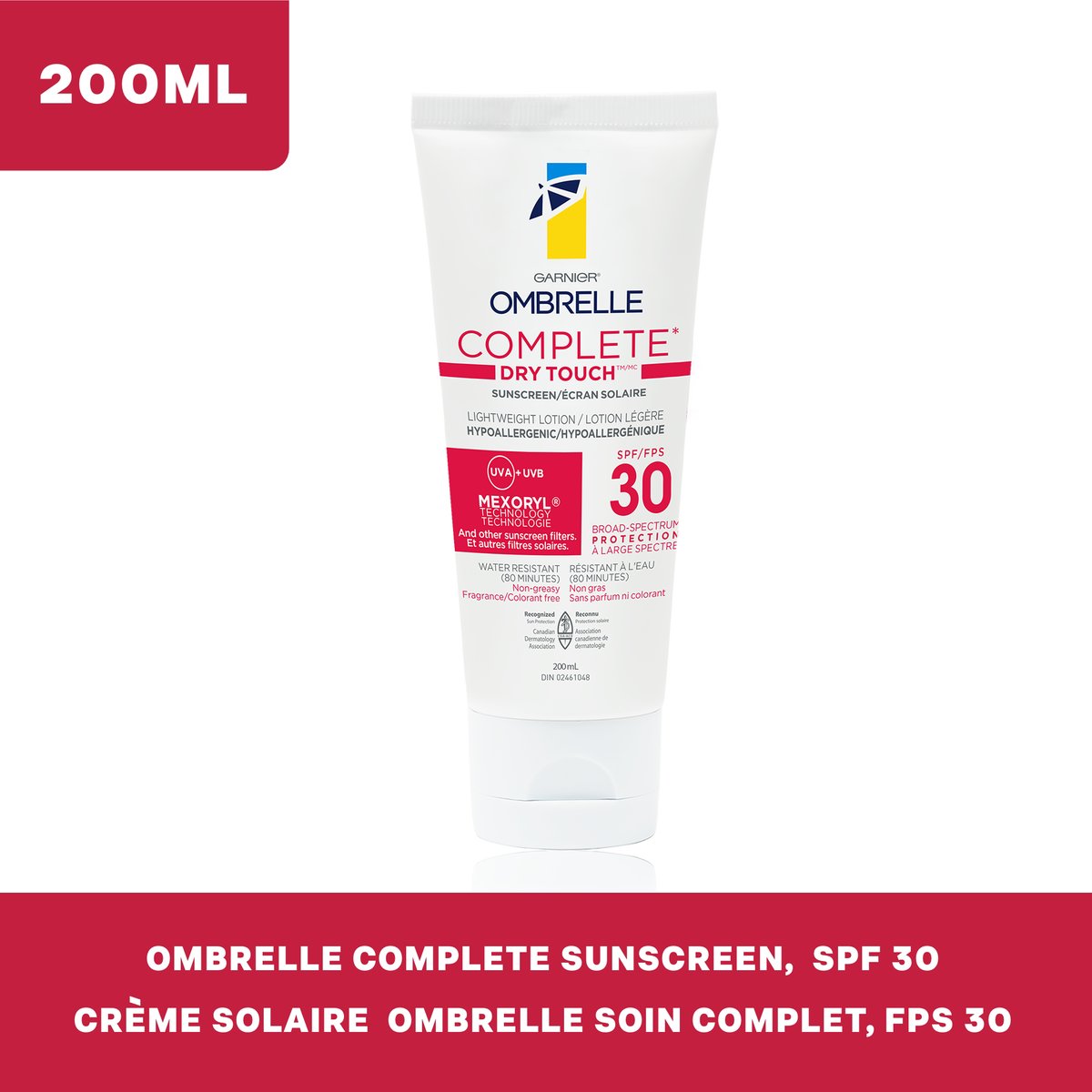 Crème Solaire Ombrelle Complete Dry Touch FPS 30 Garnier