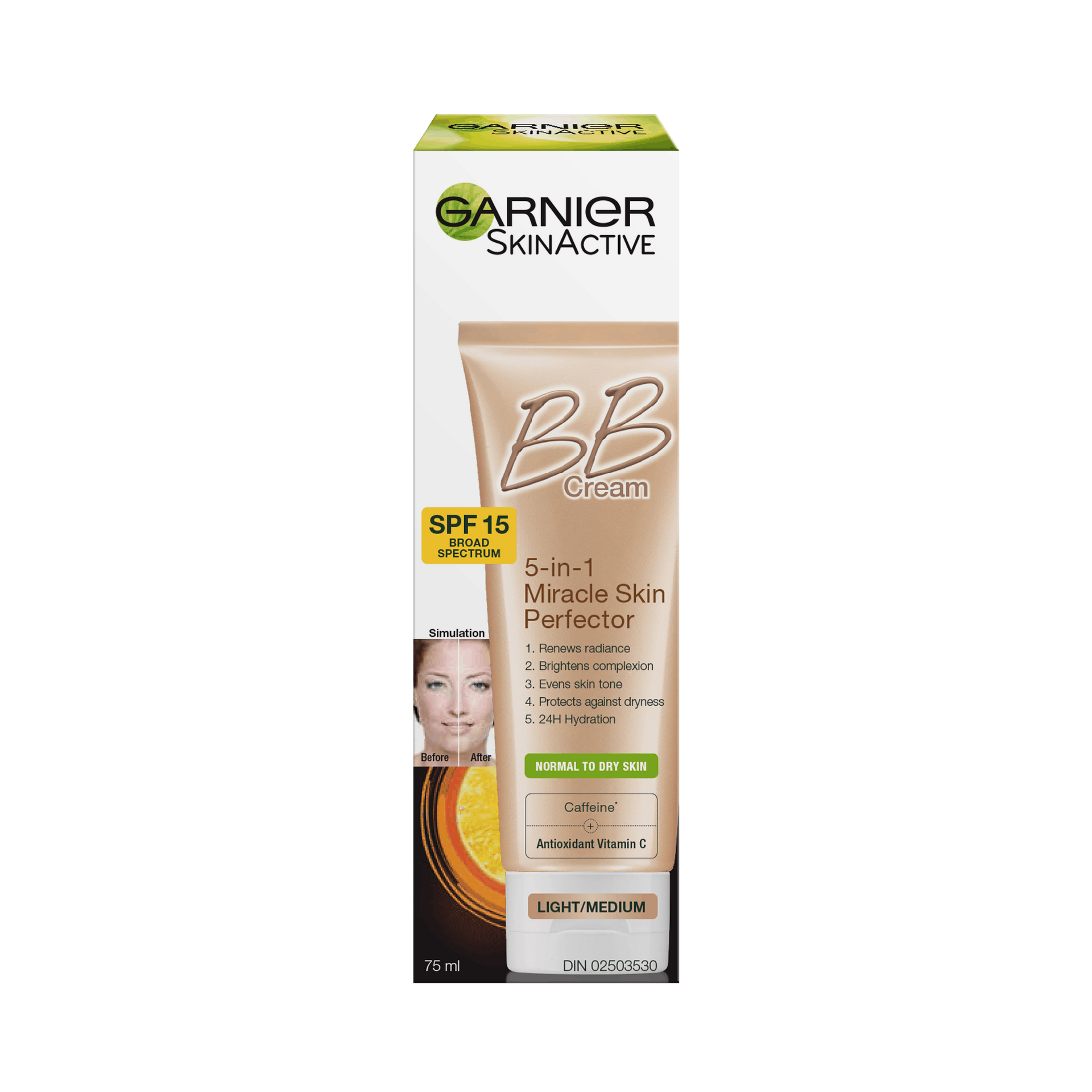 Garnier BB Cream 5in1 for Normal to Dry Skin with SPF 15, Light to
