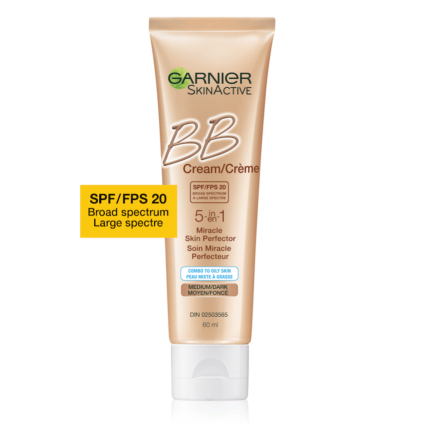 Garnier Crème BB 5en1 pour Peau Mixte à Grasse avec FPS 20, Teint Moyen à Foncé