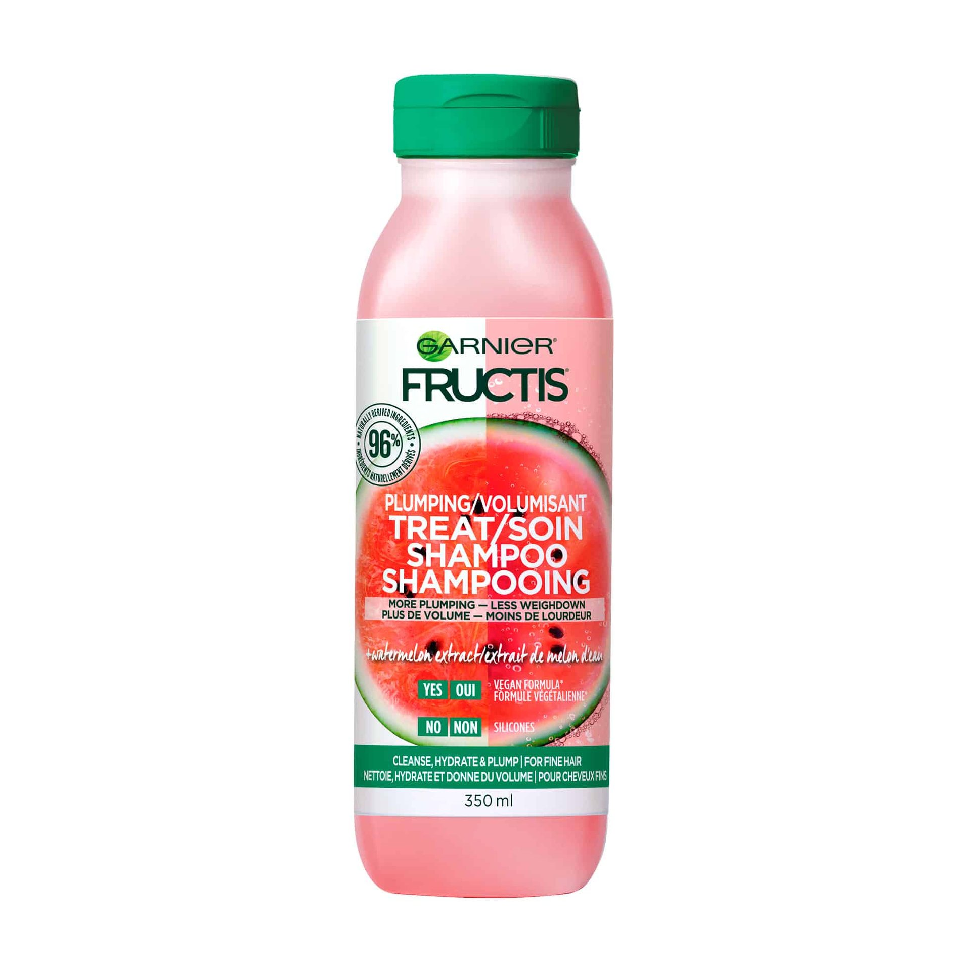 Garnier Hair Shampoo Watermelon extract, 96 percent naturally derived ingredients, 350 ml