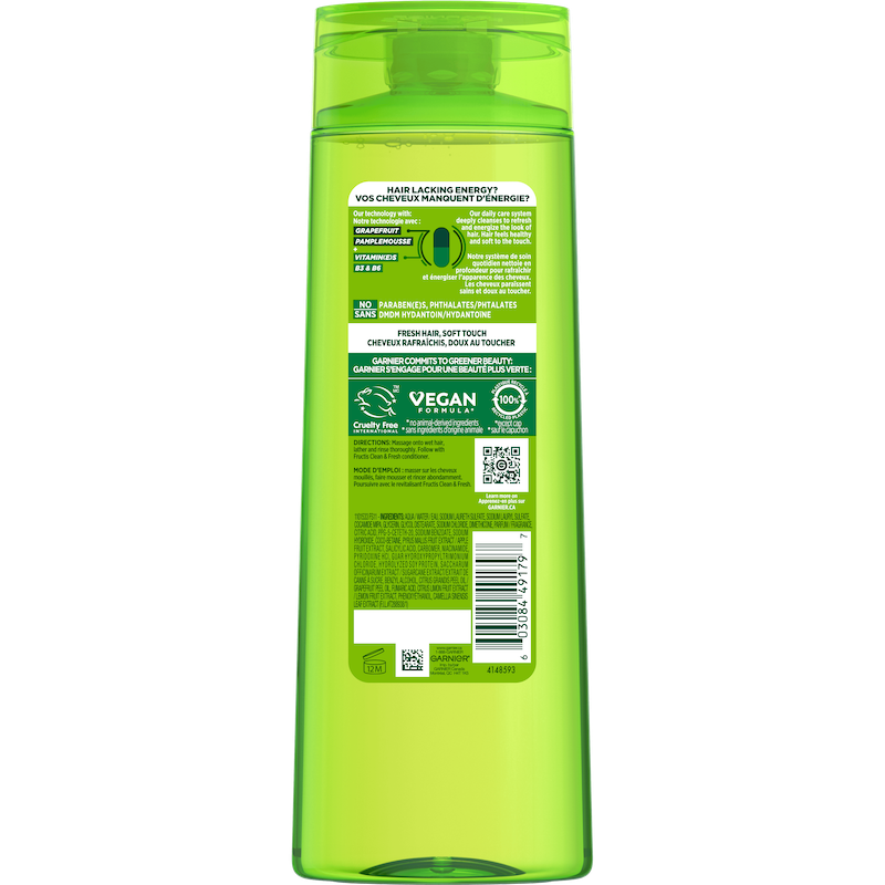 GAR 3D PKG Fructis Clean and Fresh SH REG Back 370mL