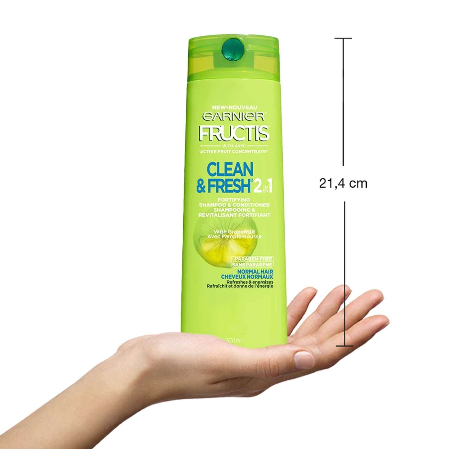 garnierhairfructiscleanfreshdailycare2in1fortifyingshampooandconditioner370ml603084491803inhand