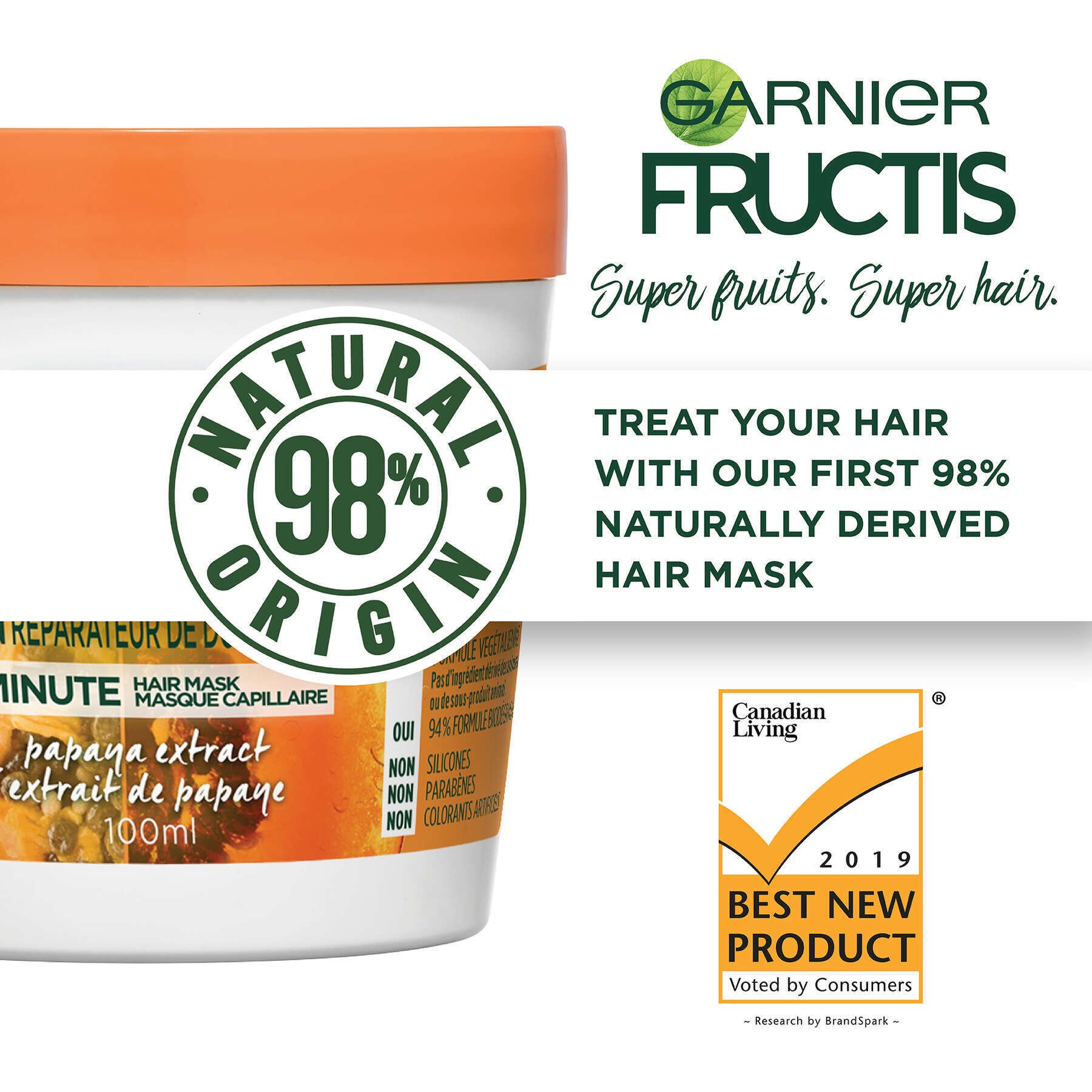 garnier hair mask fructis hair treats papaya hair mask 100 ml 603084542338 closeup