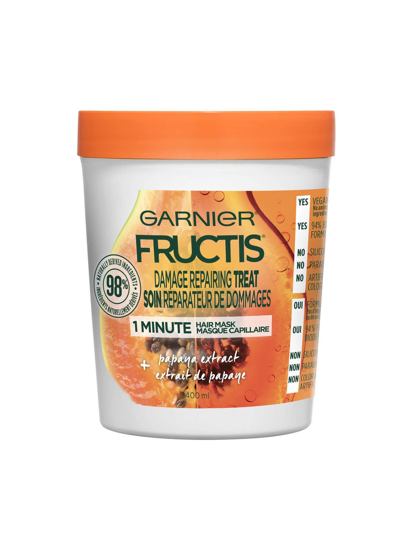garnier hair mask fructis repairing hair treats with papaya extracts 400 ml 603084550050 t1