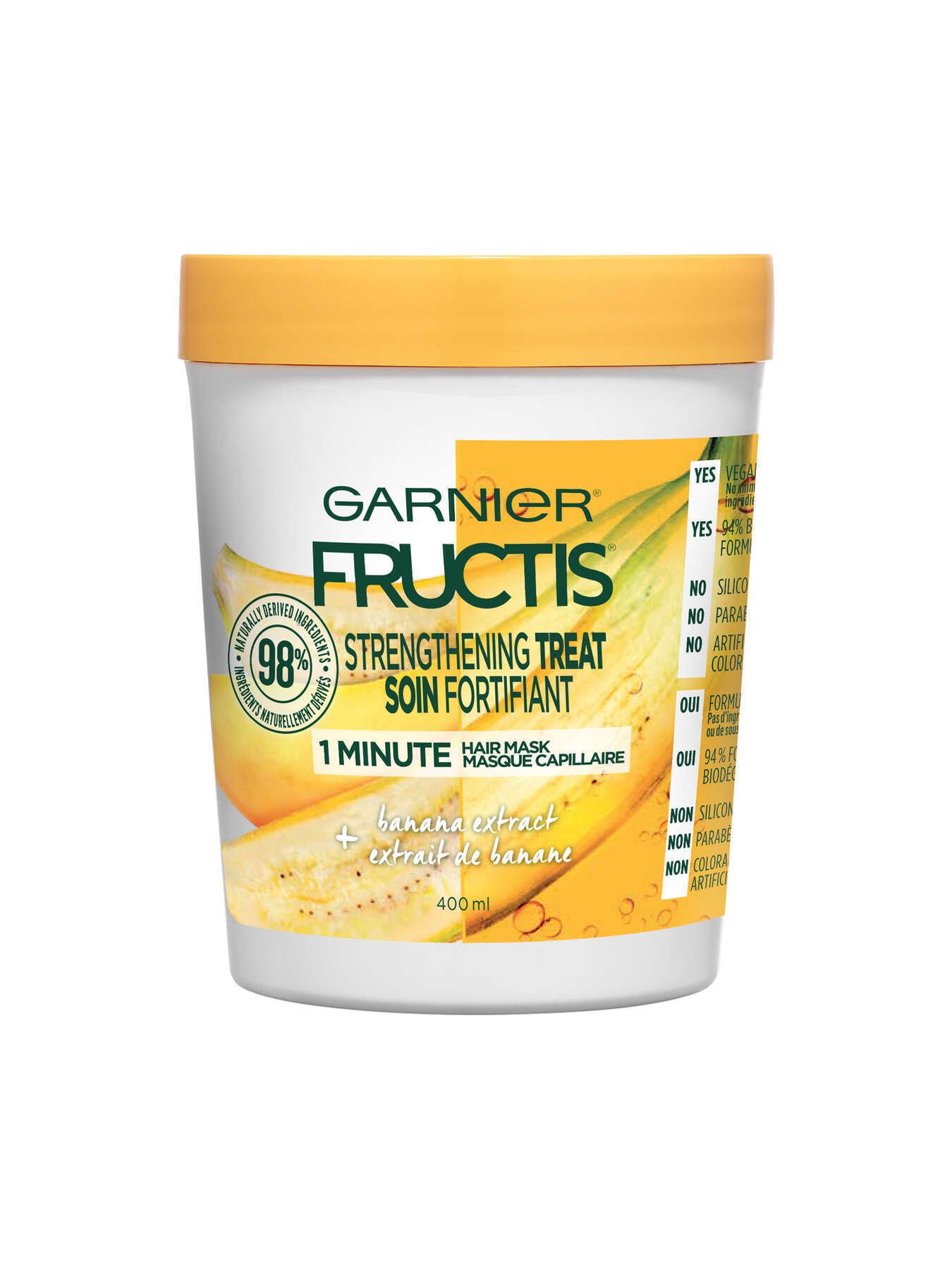 garnier hair mask fructis strengthening hair treat with banana extract 400 ml 603084550067 t1