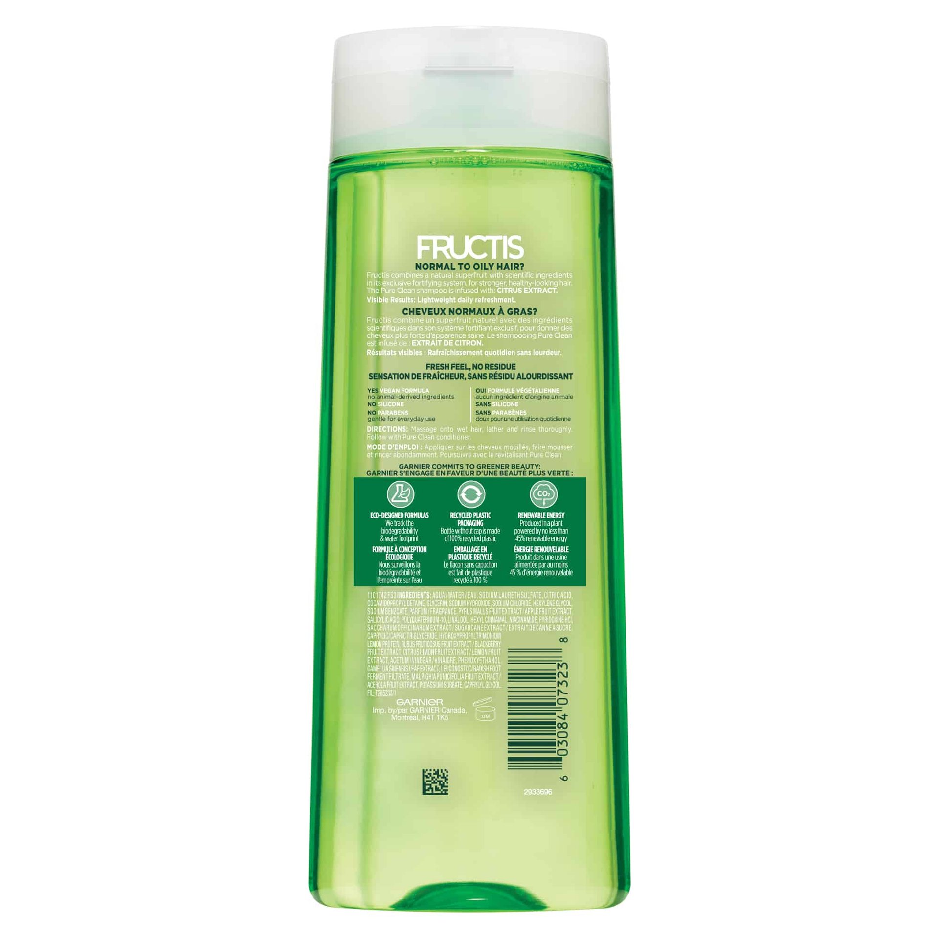 Shampoo_fructis pure clean 650ml Back 603084073238