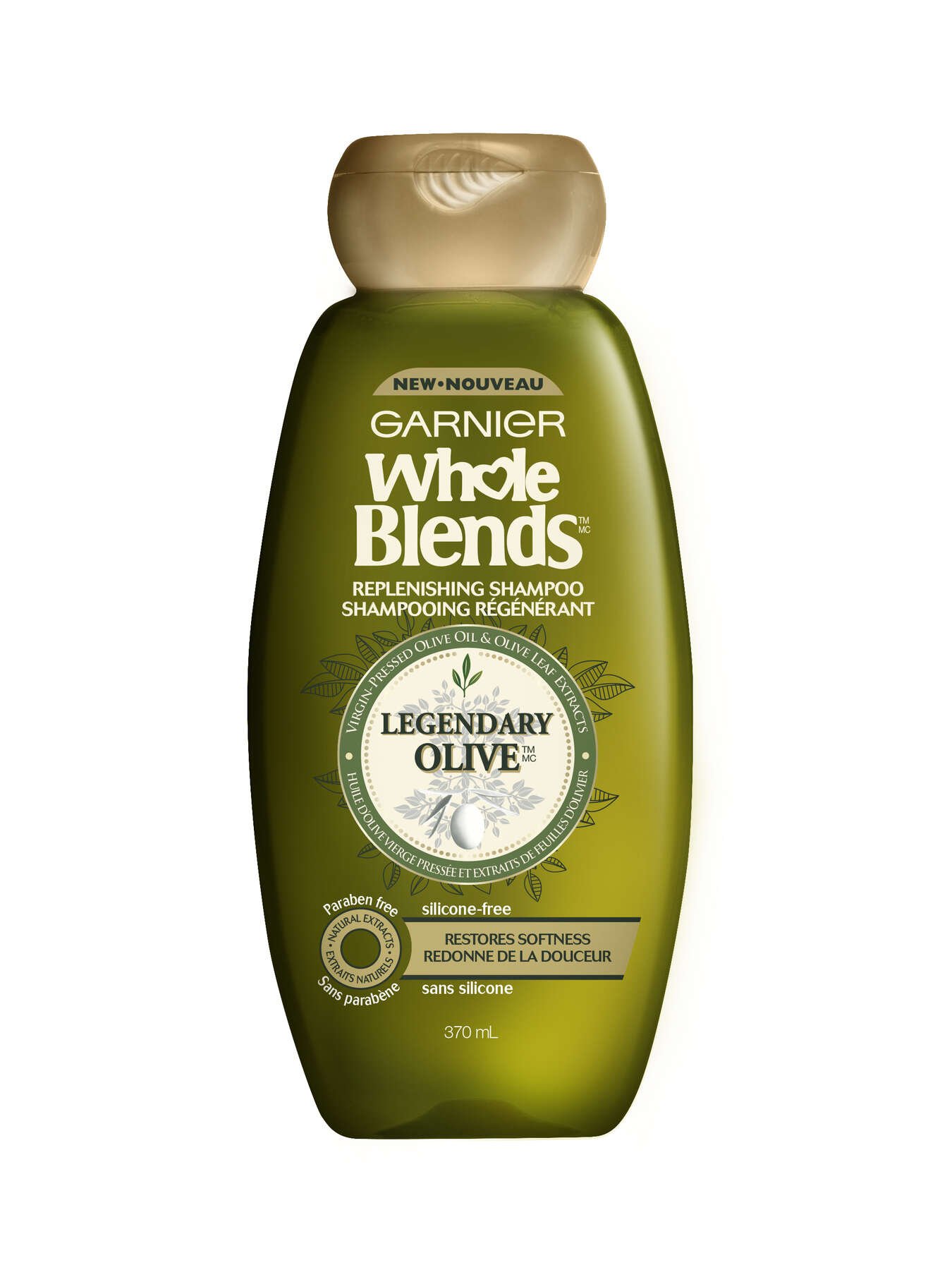 garnier shampoo whole blends legendary olive shampoo siliconefree 370 ml 603084494545 t1