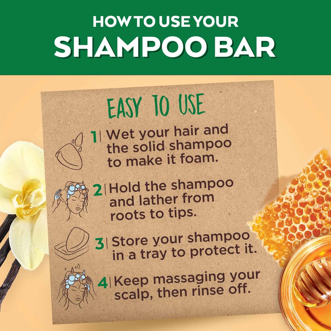 Whole Blends Honey Treasures Repairing Shampoo Bar Garnier