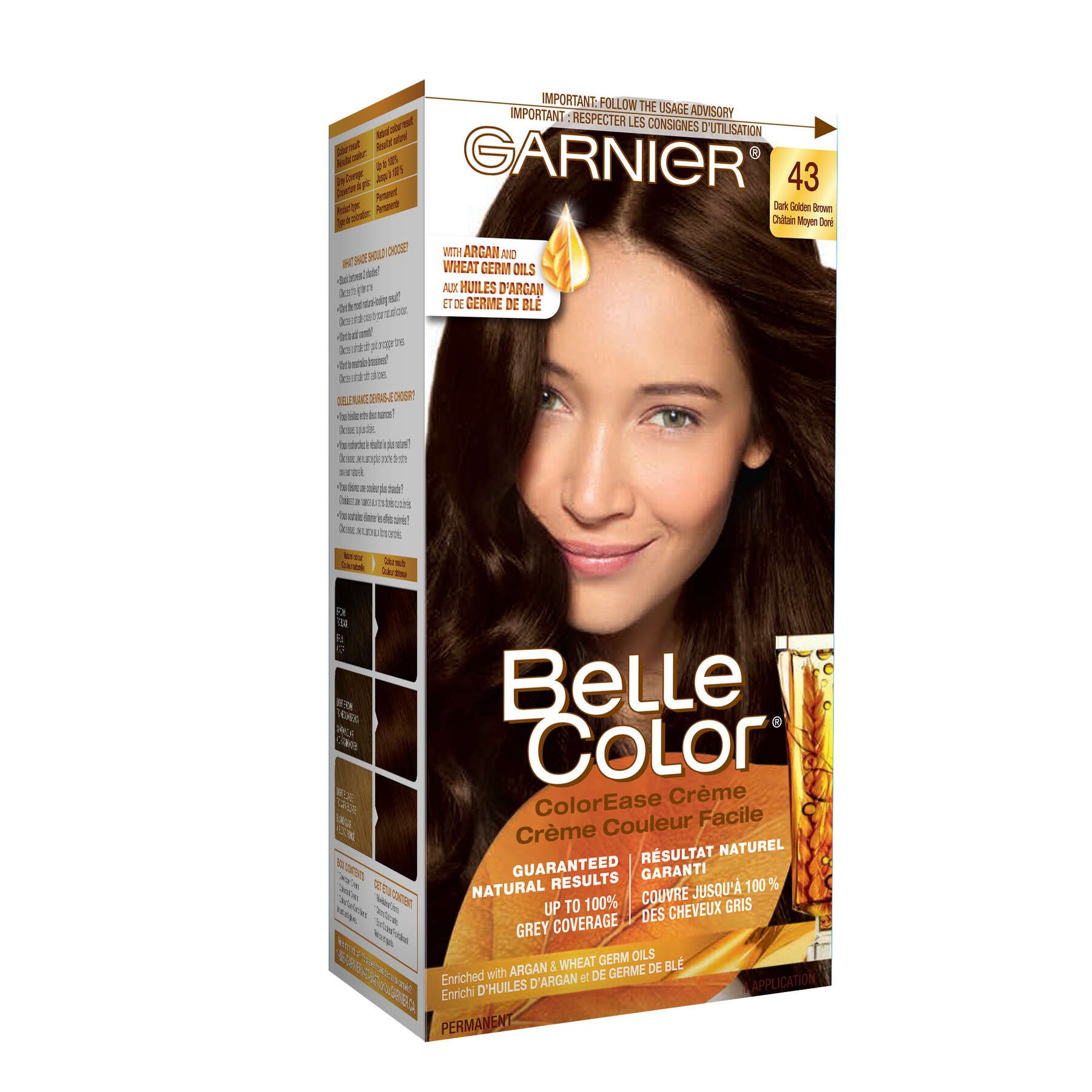 garnier hair dye belle color 43 dark golden brown 603084561230 boxed