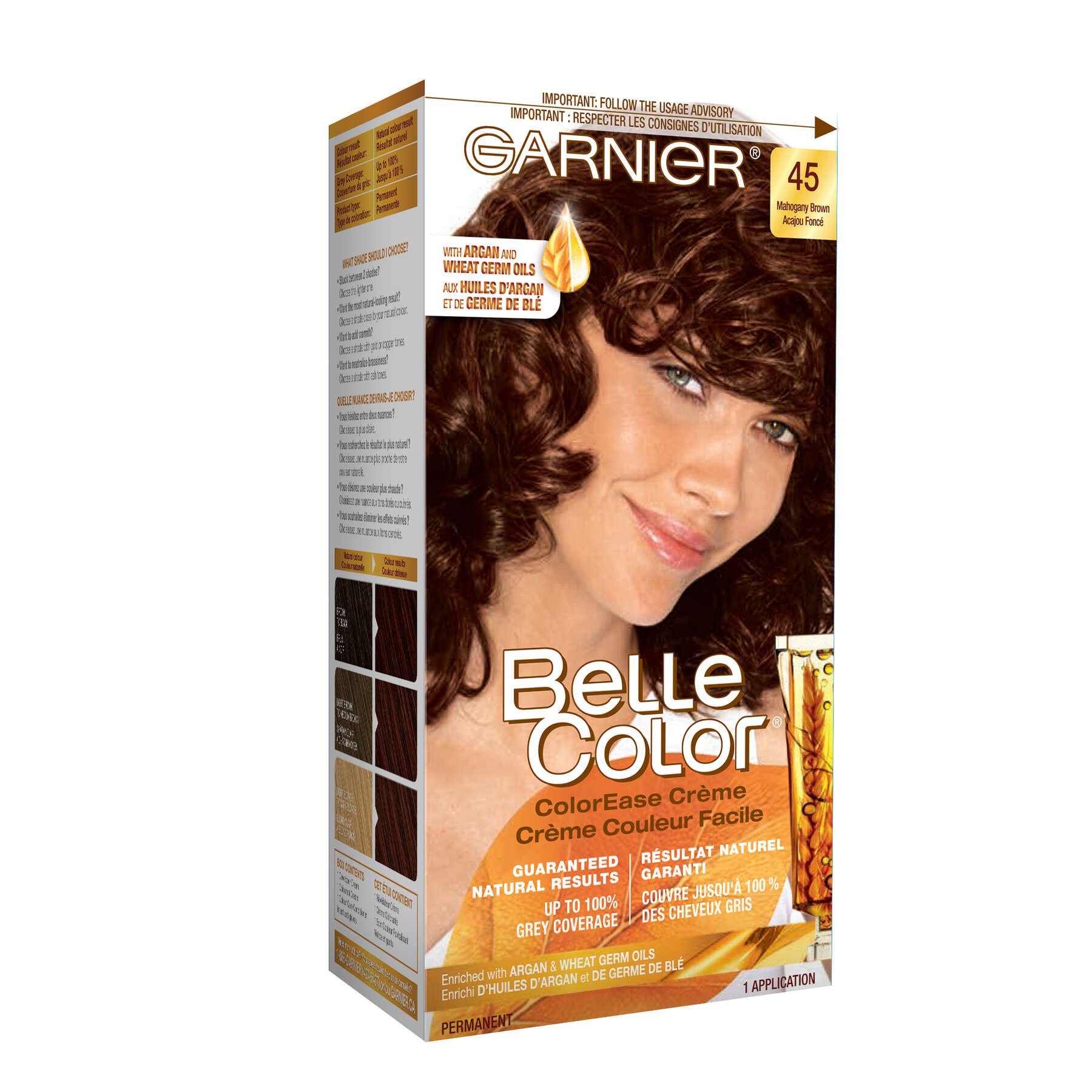garnier hair dye belle color 45 mahogany brown 70103160031 boxed