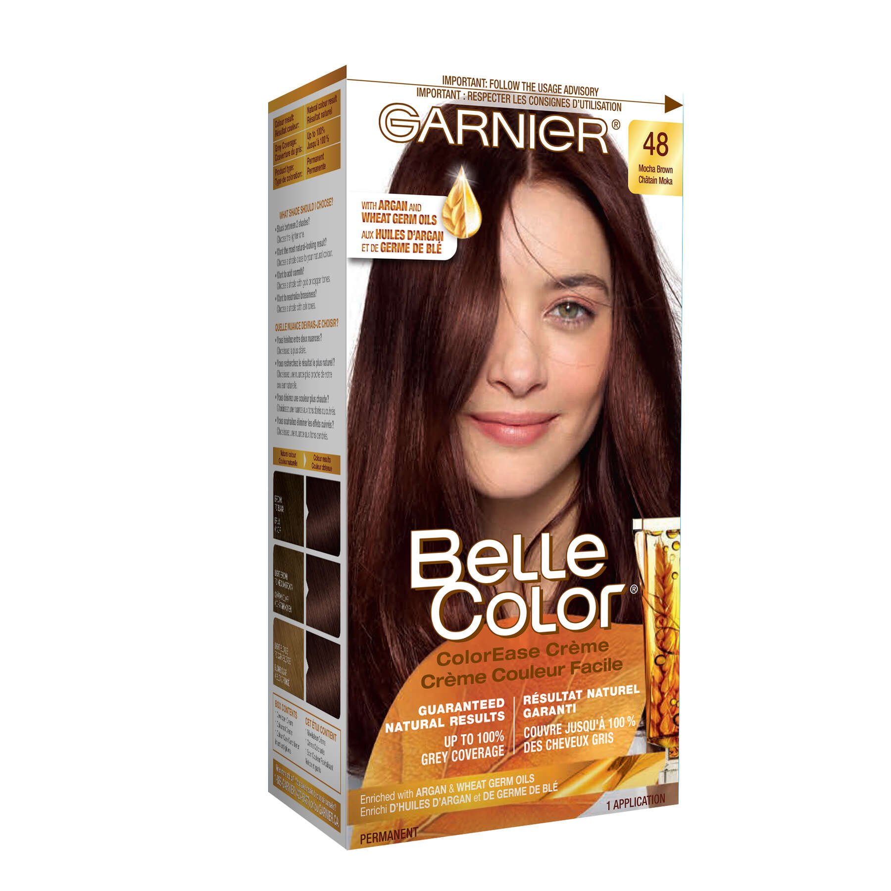 garnier hair dye belle color 48 mocha brown 603084561223 boxed