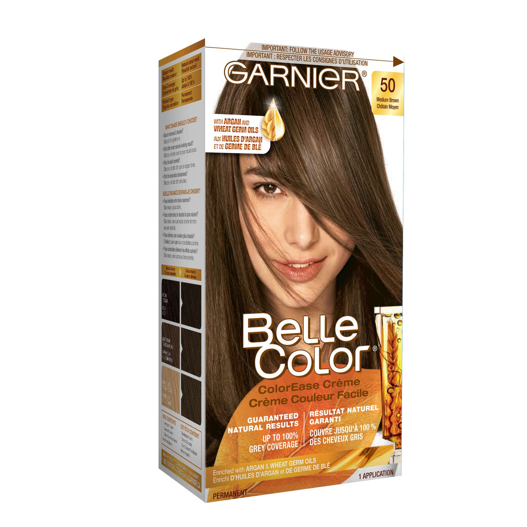 garnier hair dye belle color 50 medium brown 70103160048 boxed