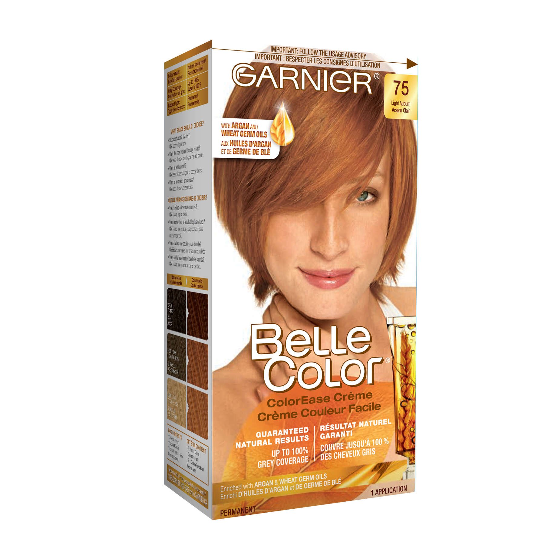 garnier hair dye belle color 75 light auburn 70103160307 boxed