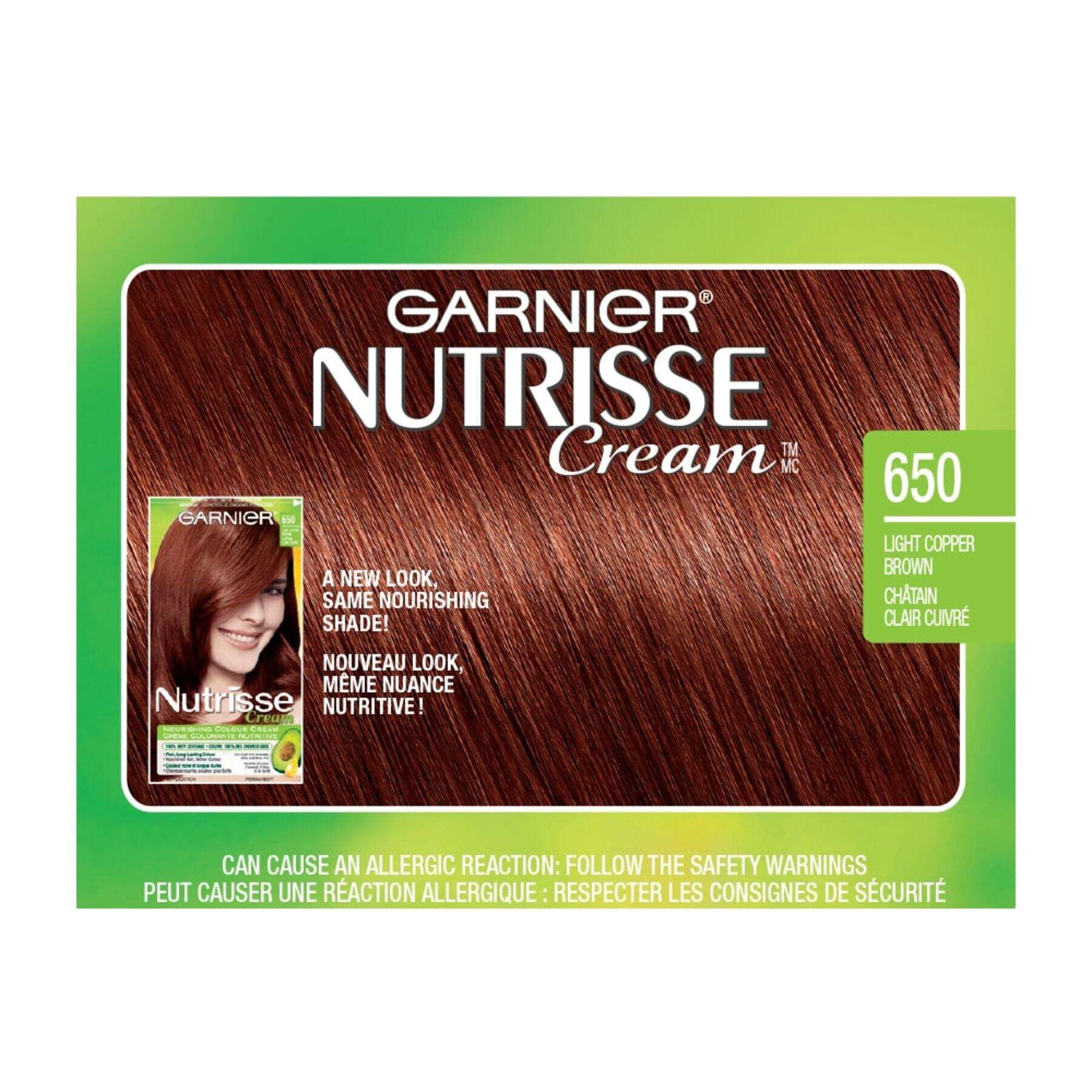 garnier hair color nutrisse cream 650 light copper brown 0603084272259 swatch