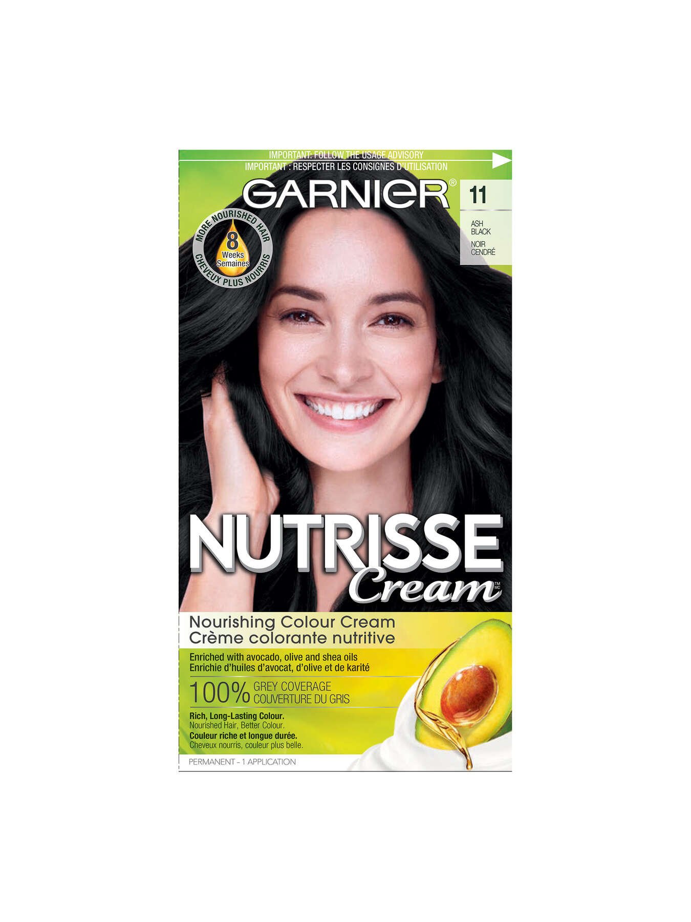 garnier hair dye nutrisse cream 11 ash black 603084562237 t1