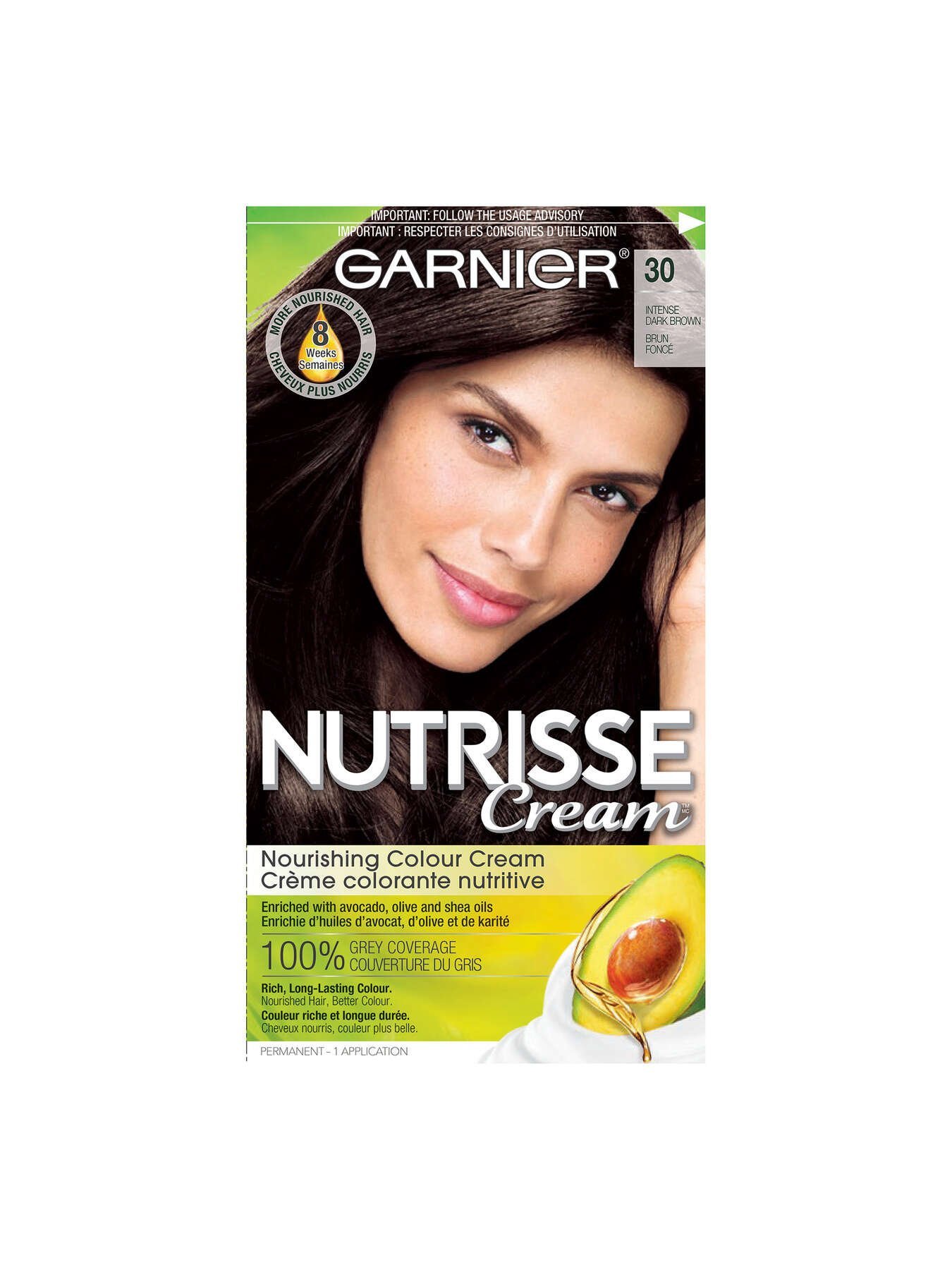 garnier hair dye nutrisse cream 30 intense dark brown 0770103447032 t1