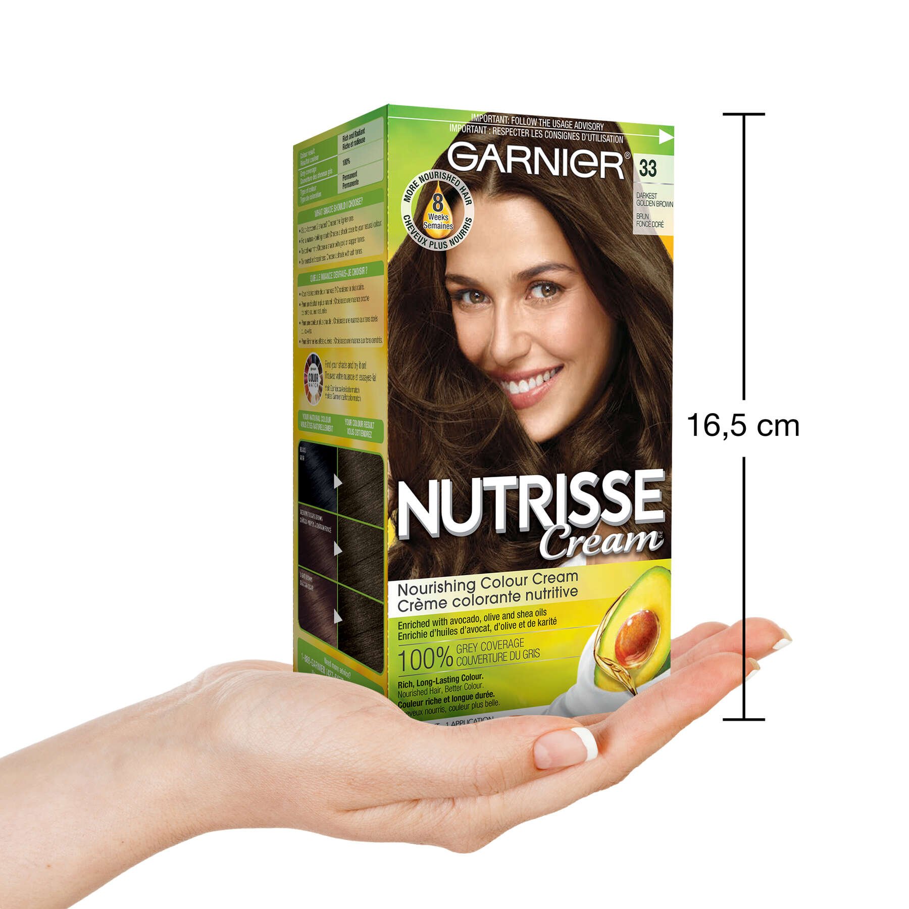 garnier hair dye nutrisse cream 33 darkest golden brown 0603084412341 inhand