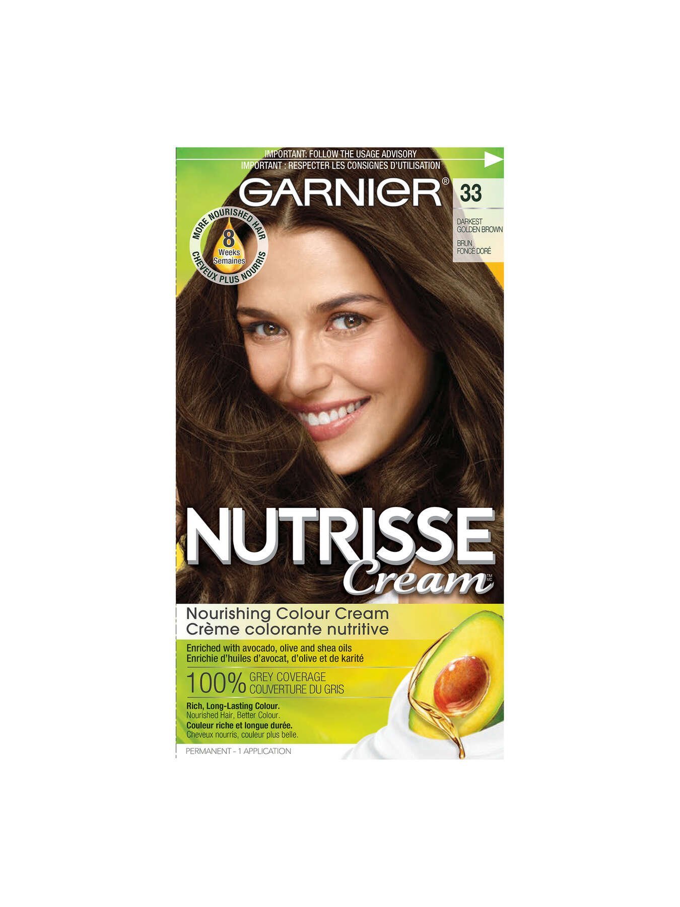 garnier hair dye nutrisse cream 33 darkest golden brown 0603084412341 t1