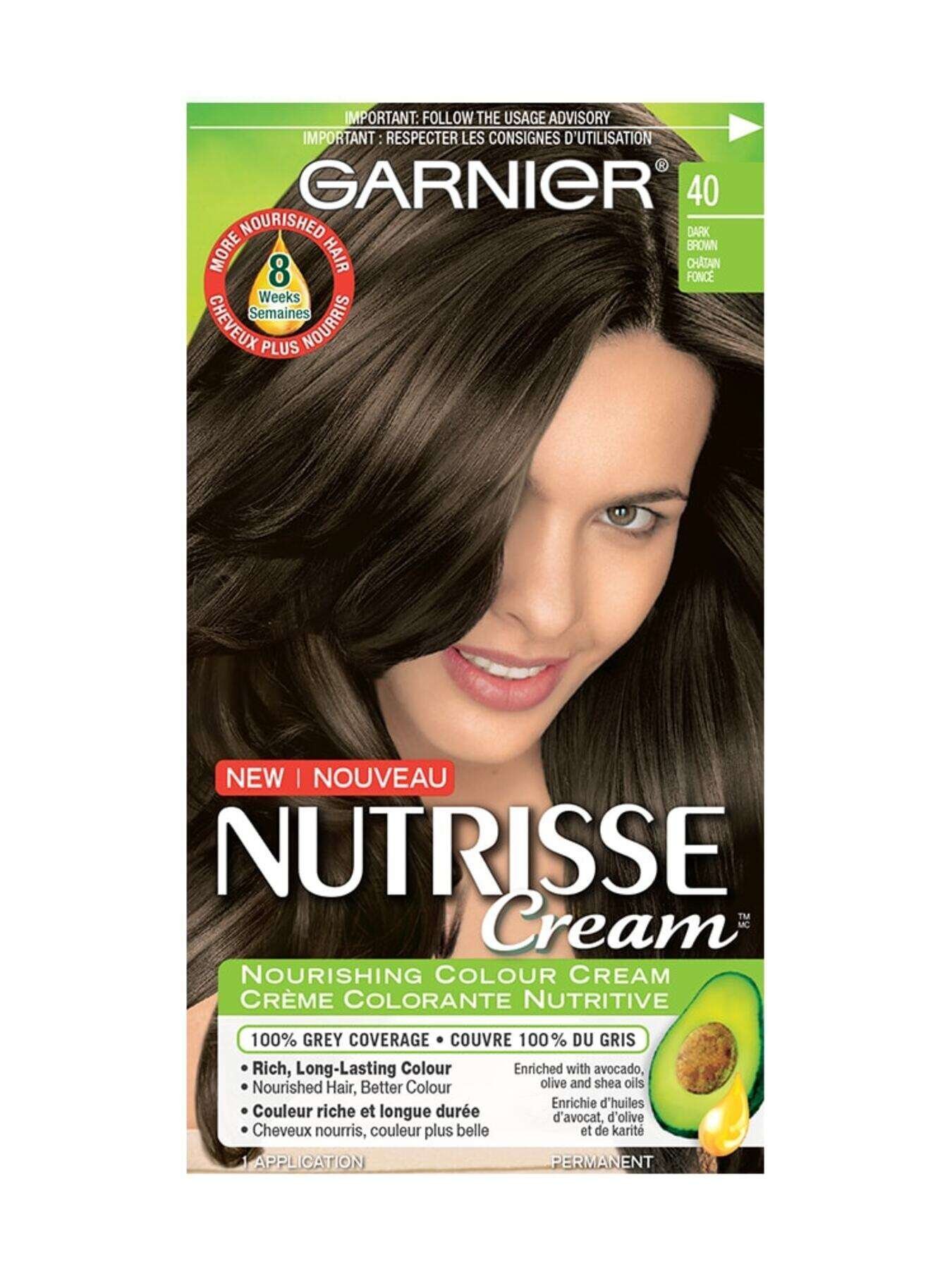 garnier hair dye nutrisse cream 40 dark brown 0770103447049 t1
