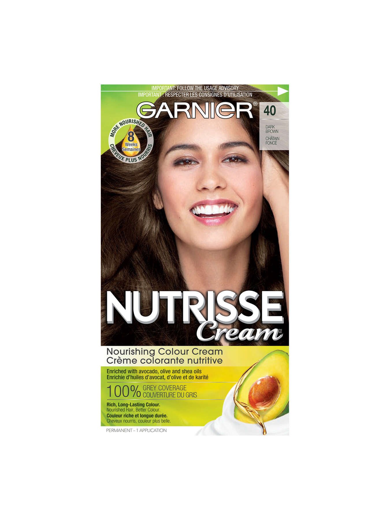 garnier hair dye nutrisse cream 40 dark brown 770103447049 t1