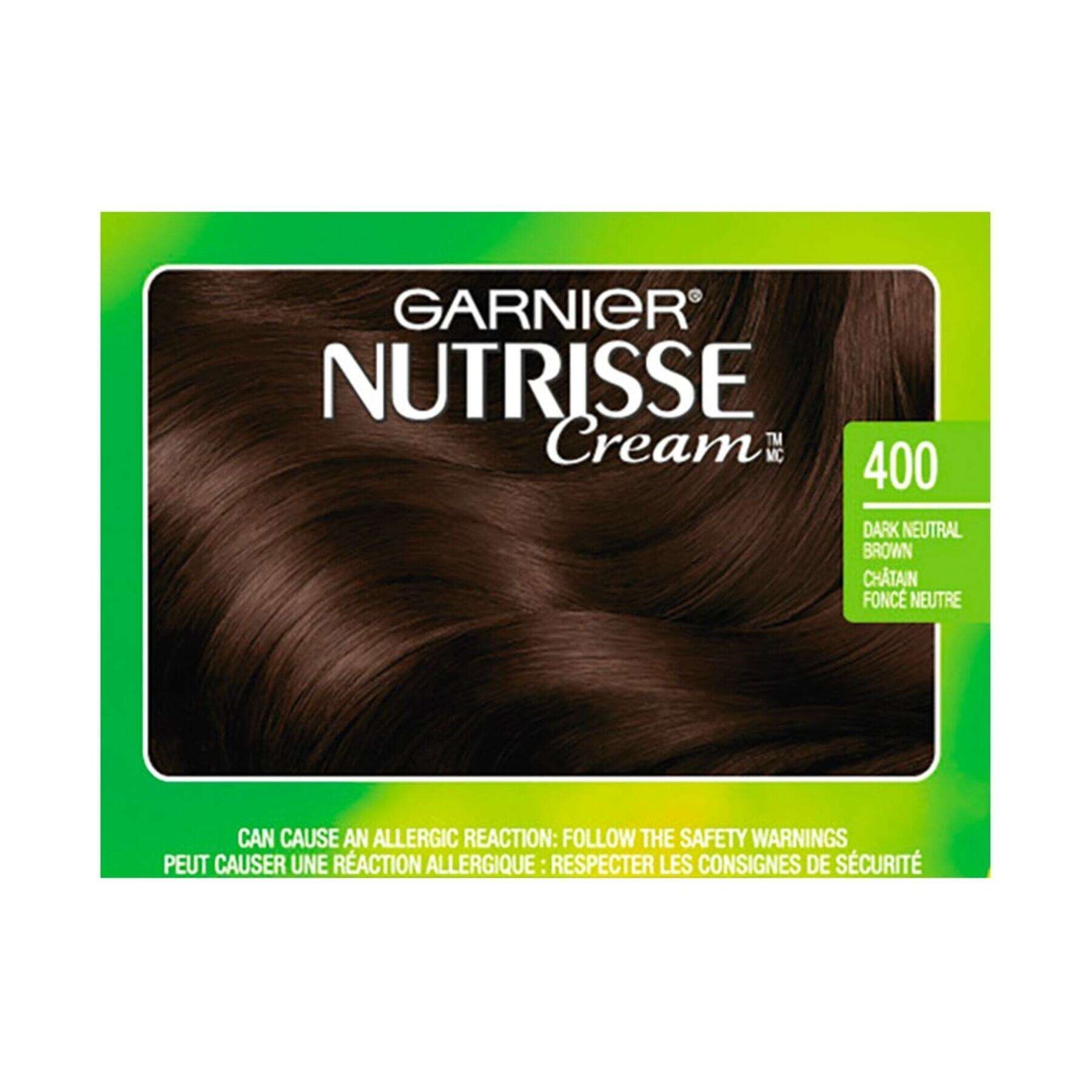 garnier hair dye nutrisse cream 400 dark neutral brown 0603084469314 swatch