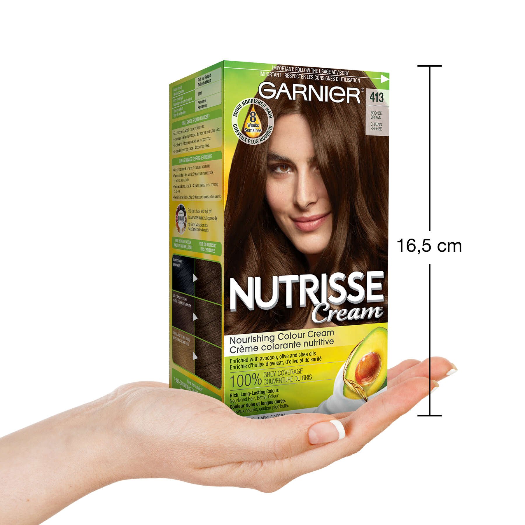 garnier hair dye nutrisse cream 413 bronze brown 0603084412358 inhand