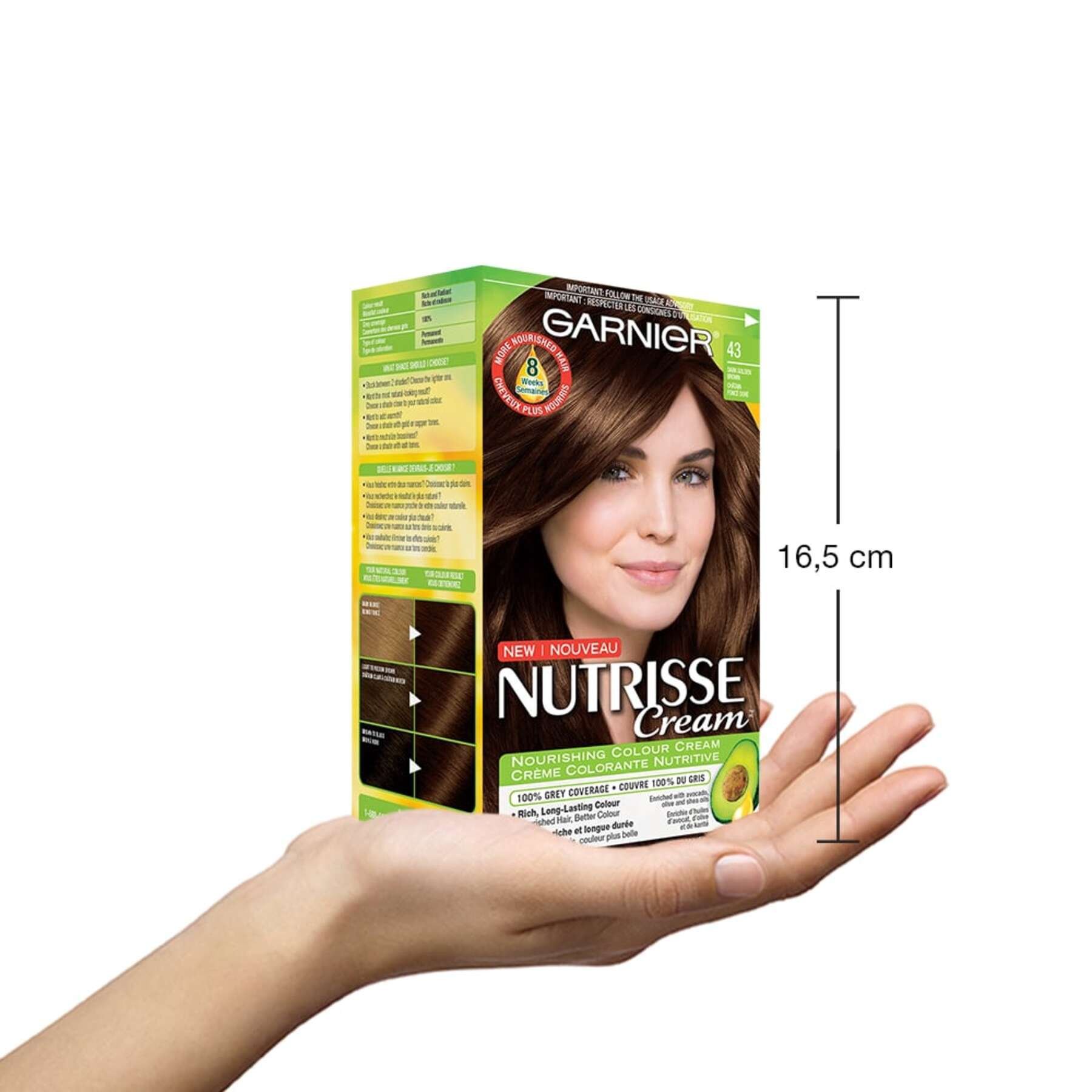 garnier hair dye nutrisse cream 43 dark golden brown 0770103447063 inhand