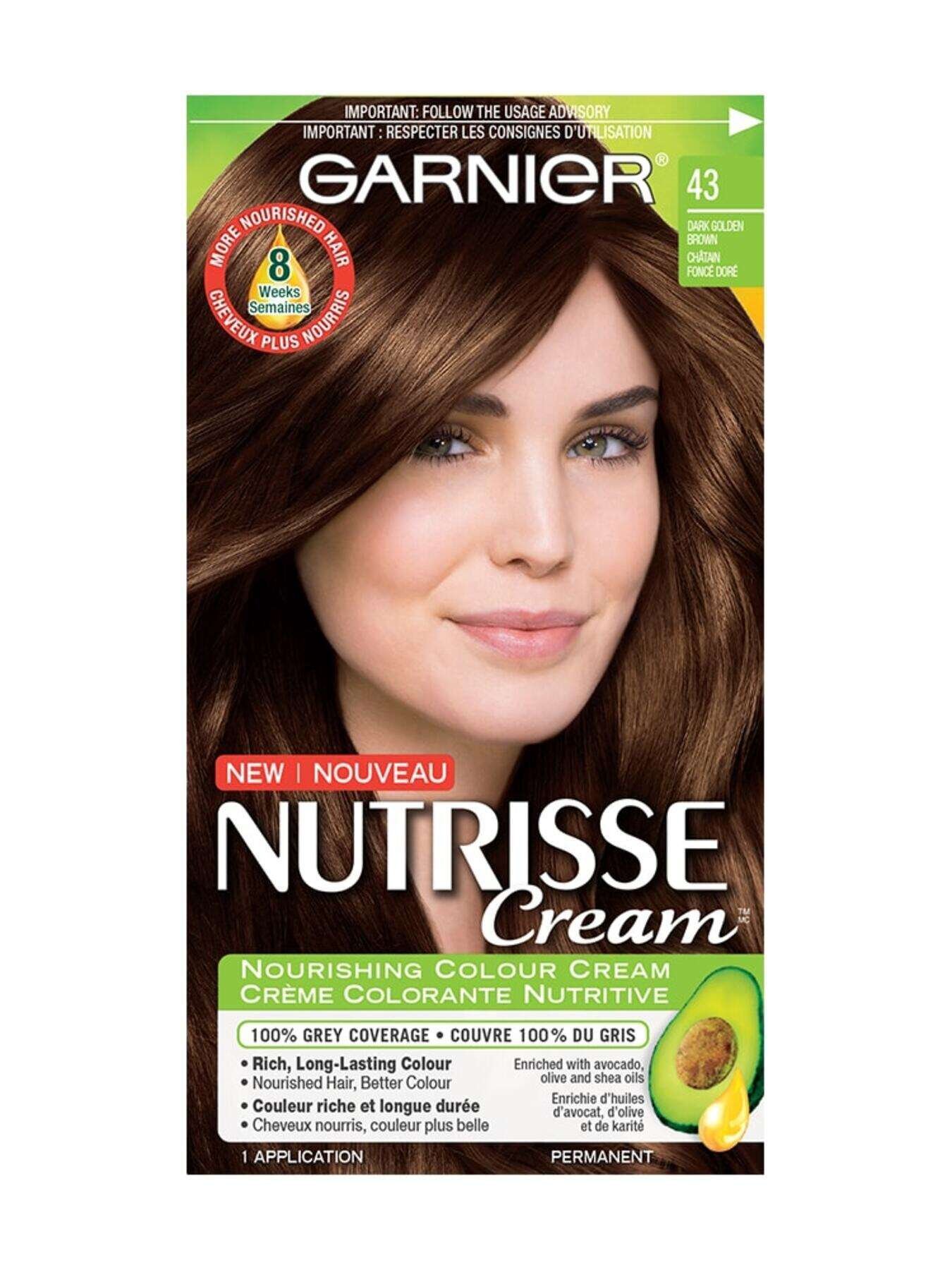 garnier hair dye nutrisse cream 43 dark golden brown 0770103447063 t1