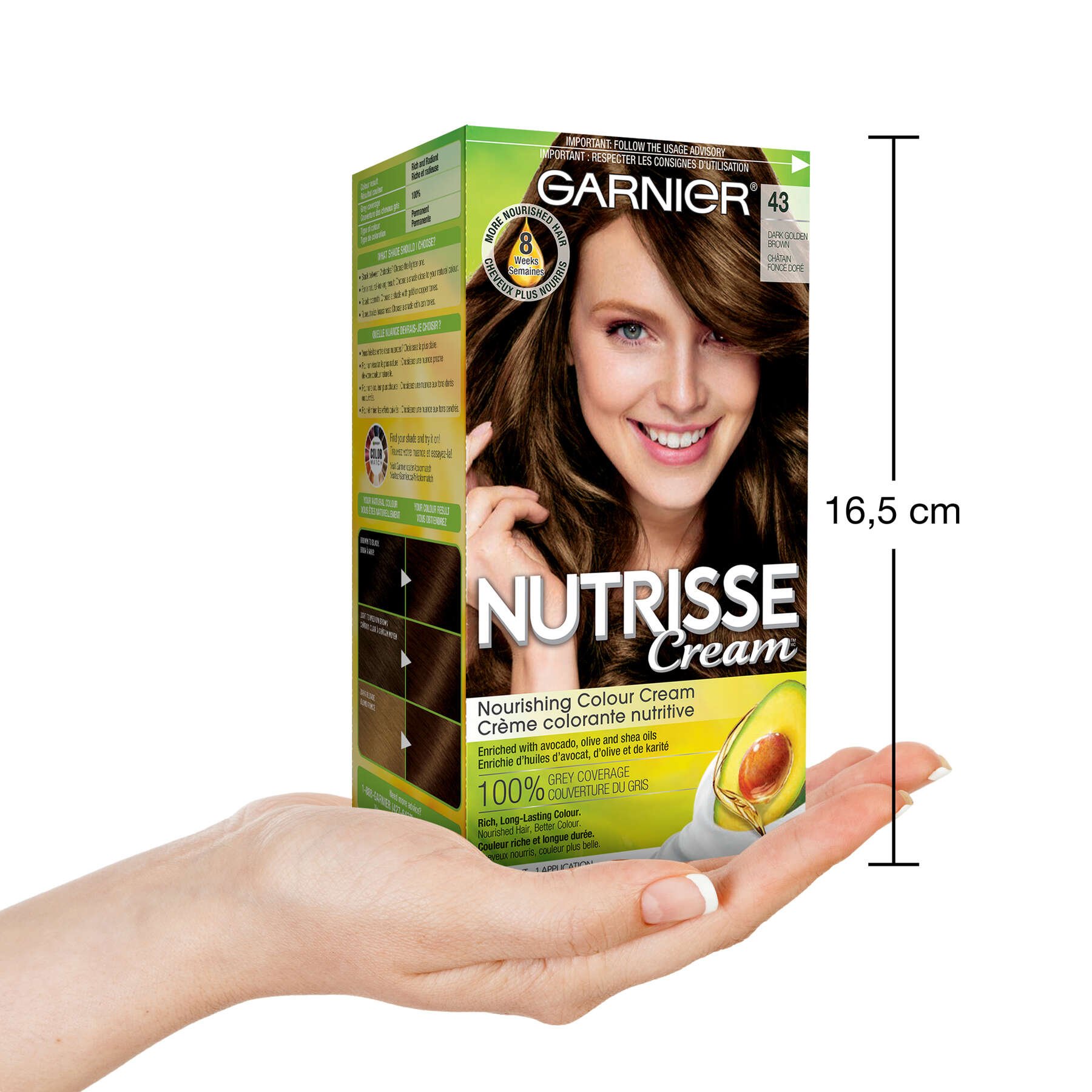 garnier hair dye nutrisse cream 43 dark golden brown 770103447063 inhand