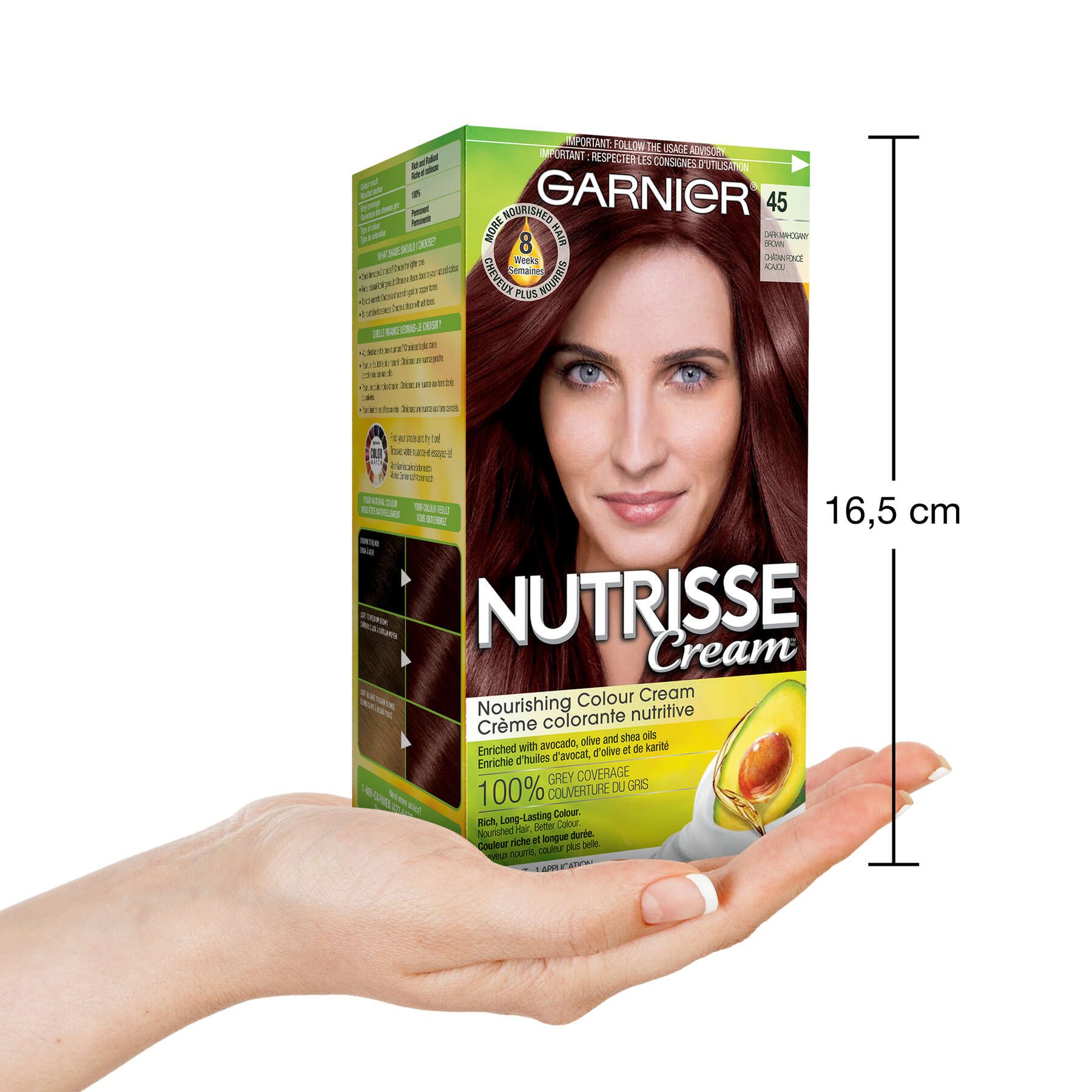 garnier hair dye nutrisse cream 45 dark mahogany brown 770103447070 inhand