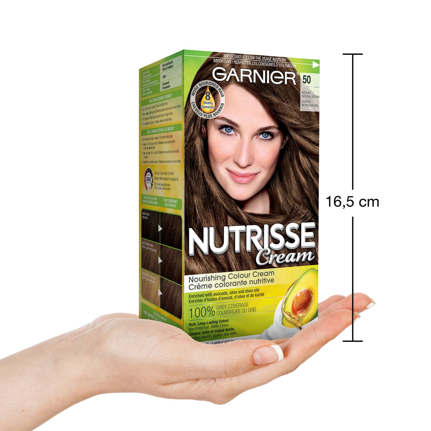 garnier hair dye nutrisse cream 50 medium natural brown 770103447087 inhand