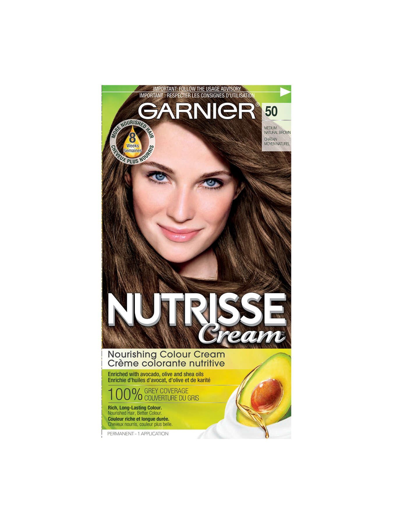 garnier hair dye nutrisse cream 50 medium natural brown 770103447087 t1